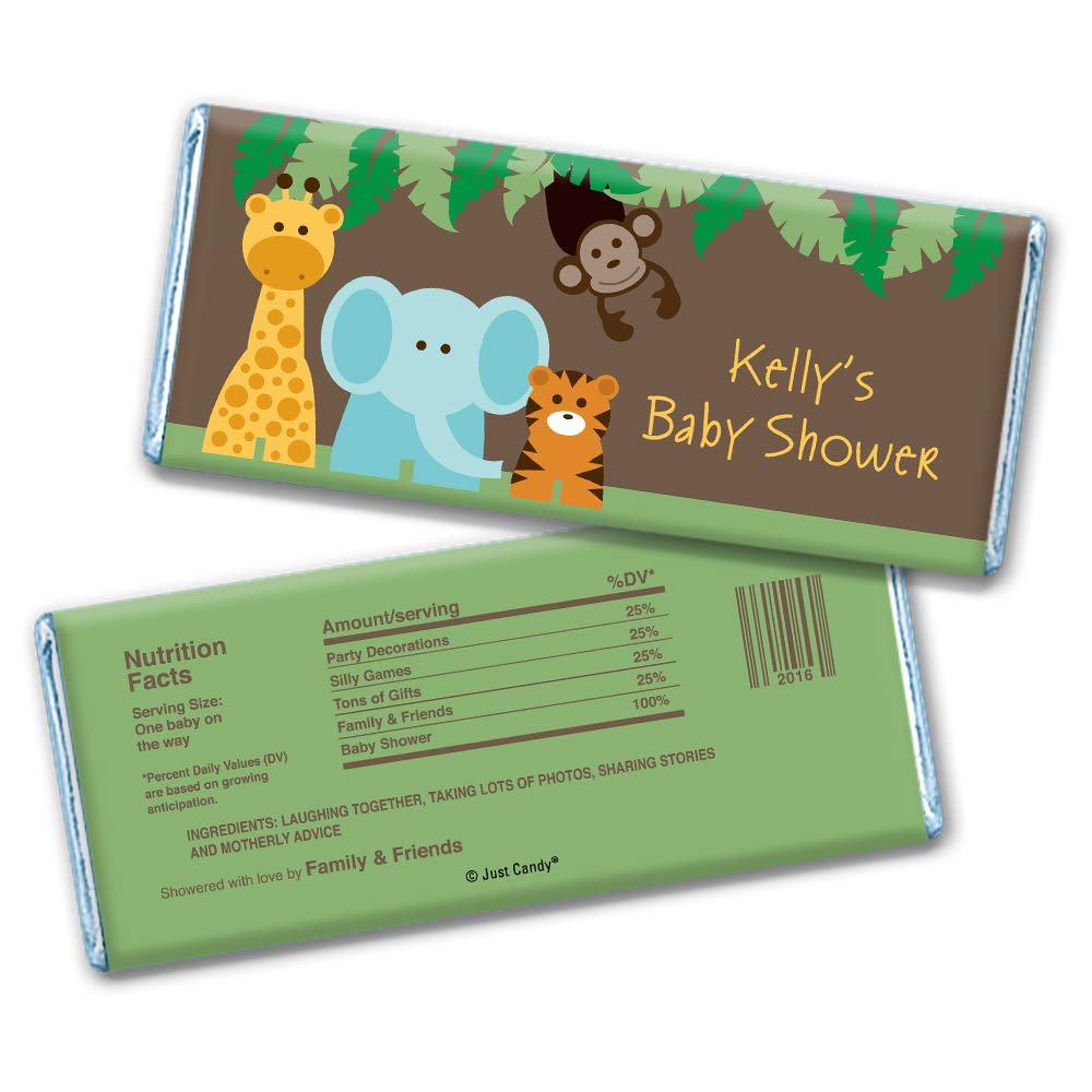 Personalized Elephant Baby Shower Wrappers for Candy Bars - 25 Blue Baby Shower Party Favors, Baby Boy Shower Decorations - Perfect for Baby Shower Gifts, Candy Wrapping & Nursery Decor