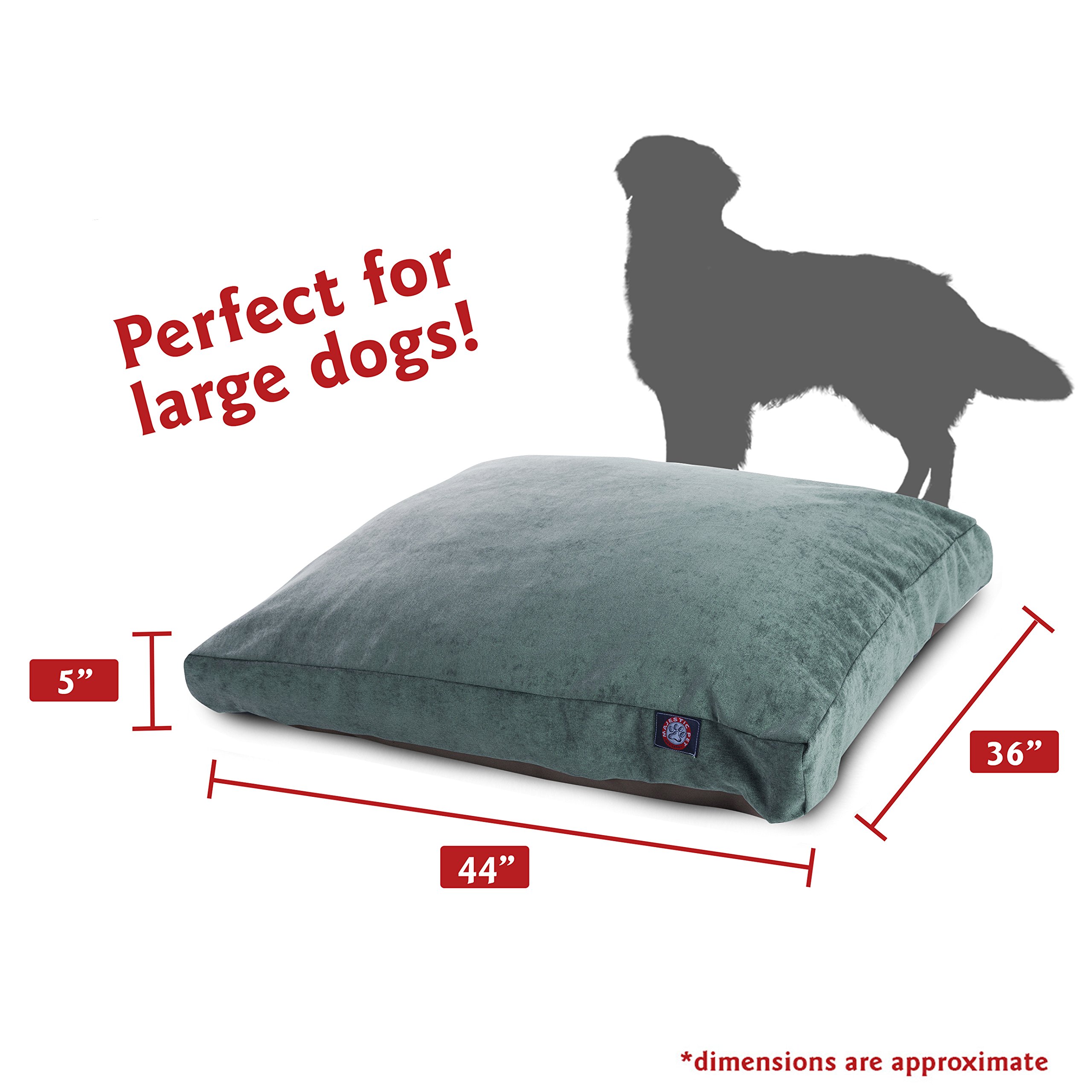 Majestic Pet Villa Rectangle Washable Dog Bed - Non-Slip Comfortable Crate Bed with Removable Cover - Large Polyester Fiber Kennel Bed for Sleeping (Azure Blue) - Perfect for Crates, Living Rooms & Bedrooms