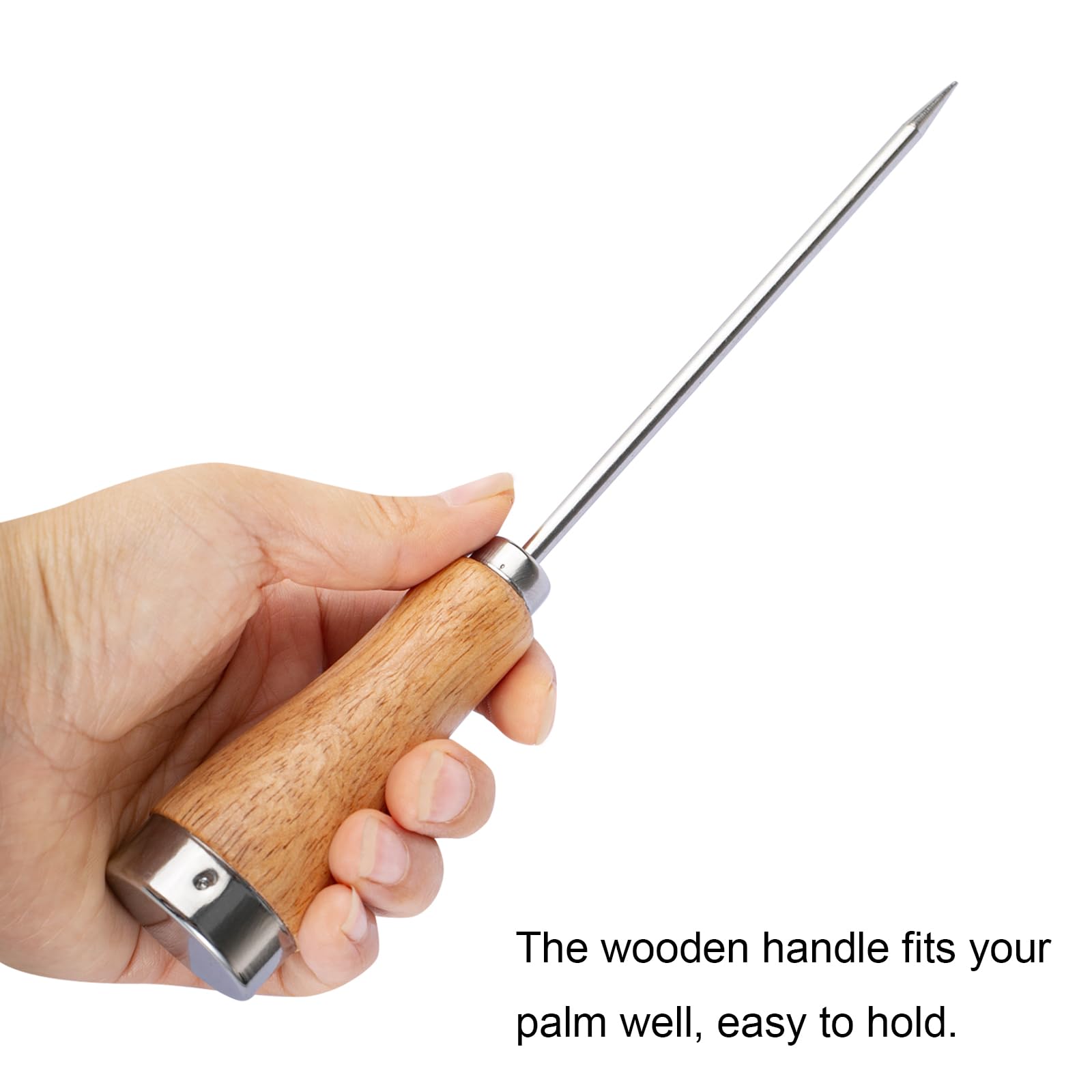 ZLKSKER Premium Stainless Steel Ice Pick with Wooden Handle - Professional Bartender Tool for Chiseling & Breaking Ice - Ideal for Cocktail Bars, Home Freezers & Kitchen Use (Pack of 1)