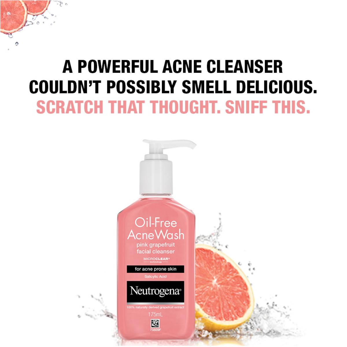Neutrogena Oil-Free Acne Wash Pink Grapefruit - Deep Cleansing Salicylic Acid Face Wash for Oily & Acne-Prone Skin | Alcohol-Free, Non-Comedogenic, Dermatologist Tested | 175ml | Perfect for Daily Skincare & Breakout Prevention