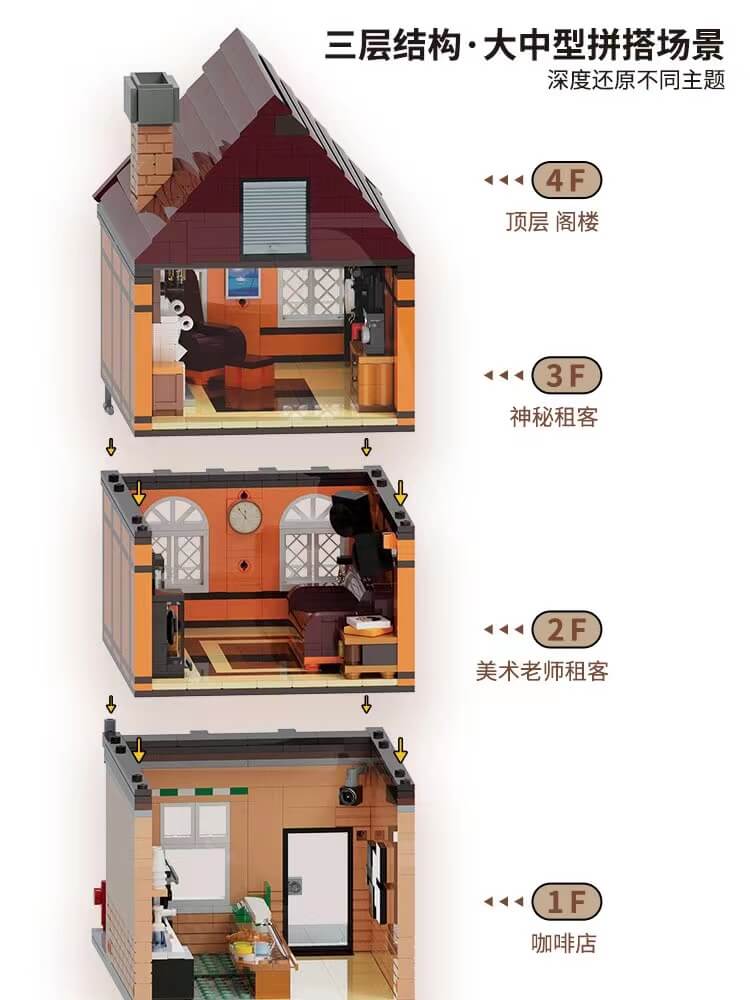 Kalos 61005 Modular Building Set - Bookstore & Café with Detailed Interior | Perfect for LEGO® Fans, Collectors & Creative Play | Home Decoration & Gift Idea