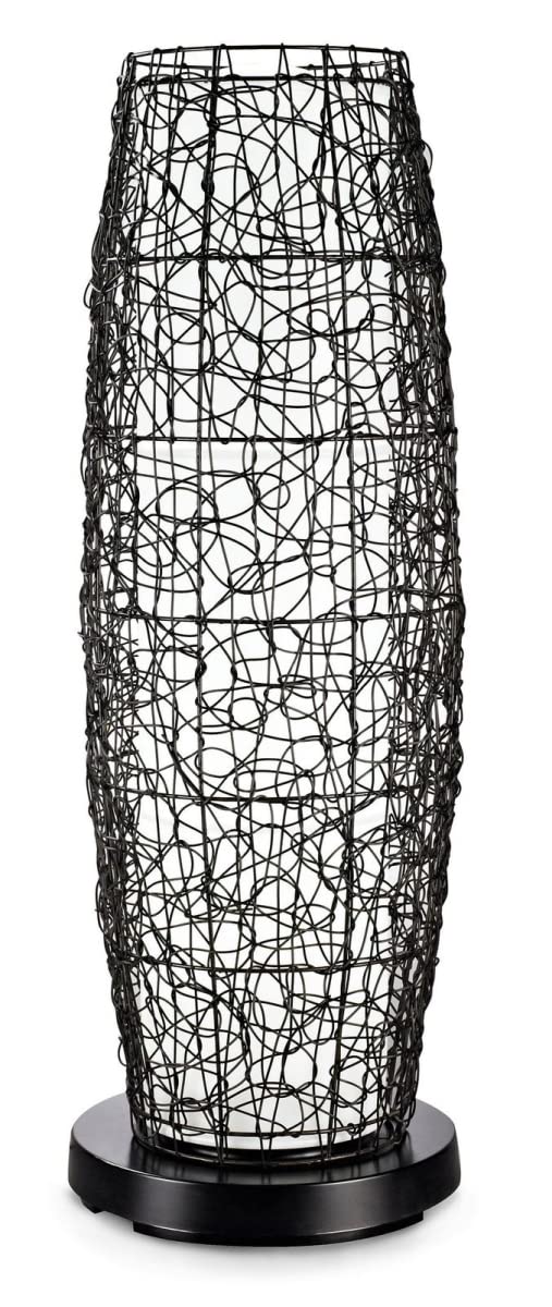 Concepts Patioglo Walnut Random Weave Resin Wicker LED Floor Lamp - Bright White Light for Living Room, Bedroom & Outdoor Patio Decor
