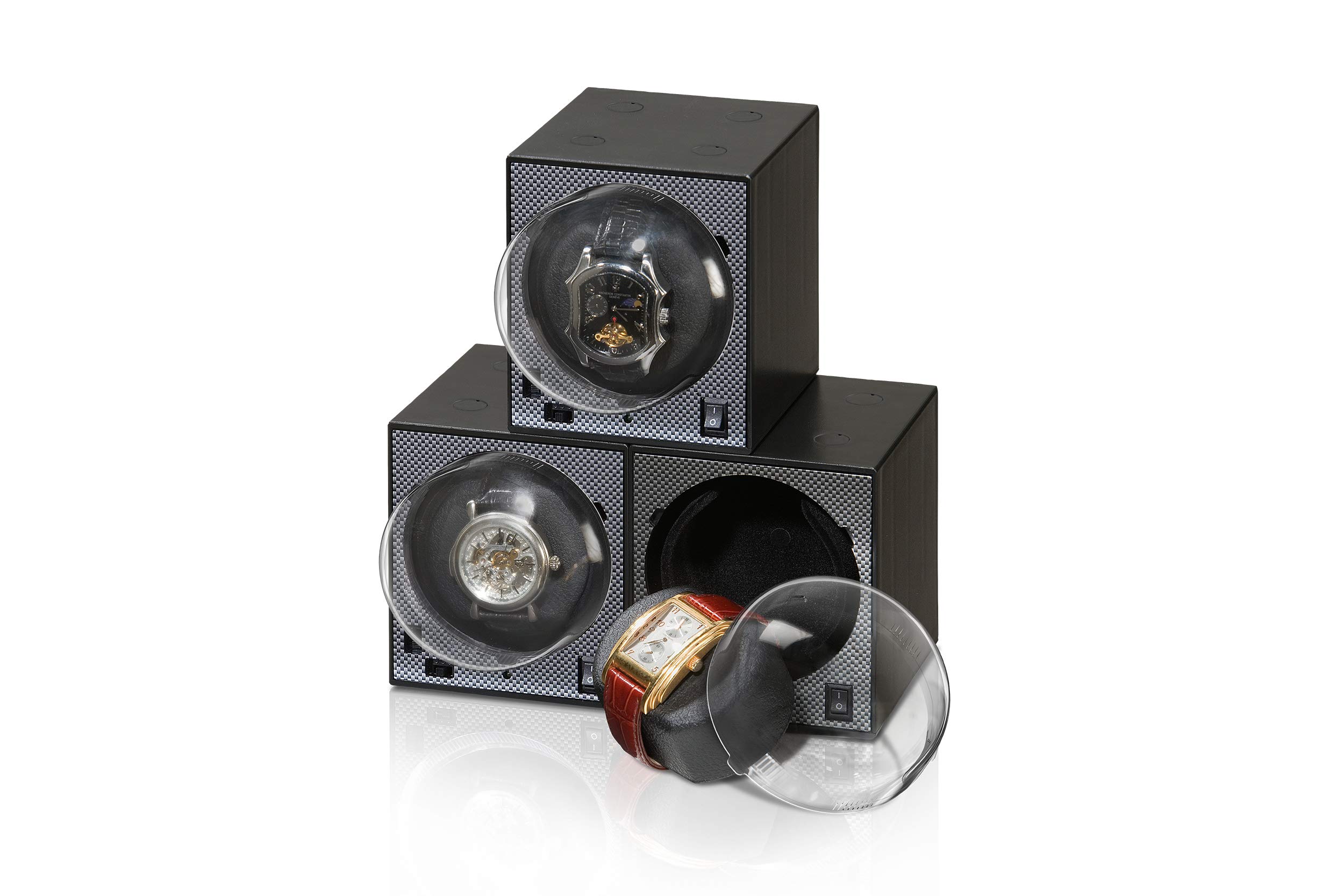 Premium Boxy Watch Winder BWS Brick - Automatic Power Sharing, Stackable Design with AC Adapter - Perfect for Luxury Watch Storage & Display in Home/Office