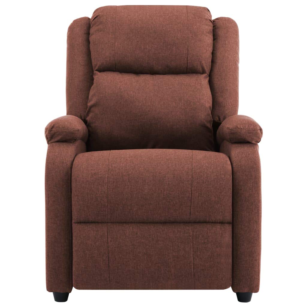 Brown Fabric TV Recliner Chair - Pushback Recliner, Accent & Club Chair with Retro Arm Design - Perfect for Living Room, Bedroom & Home Theater Relaxation