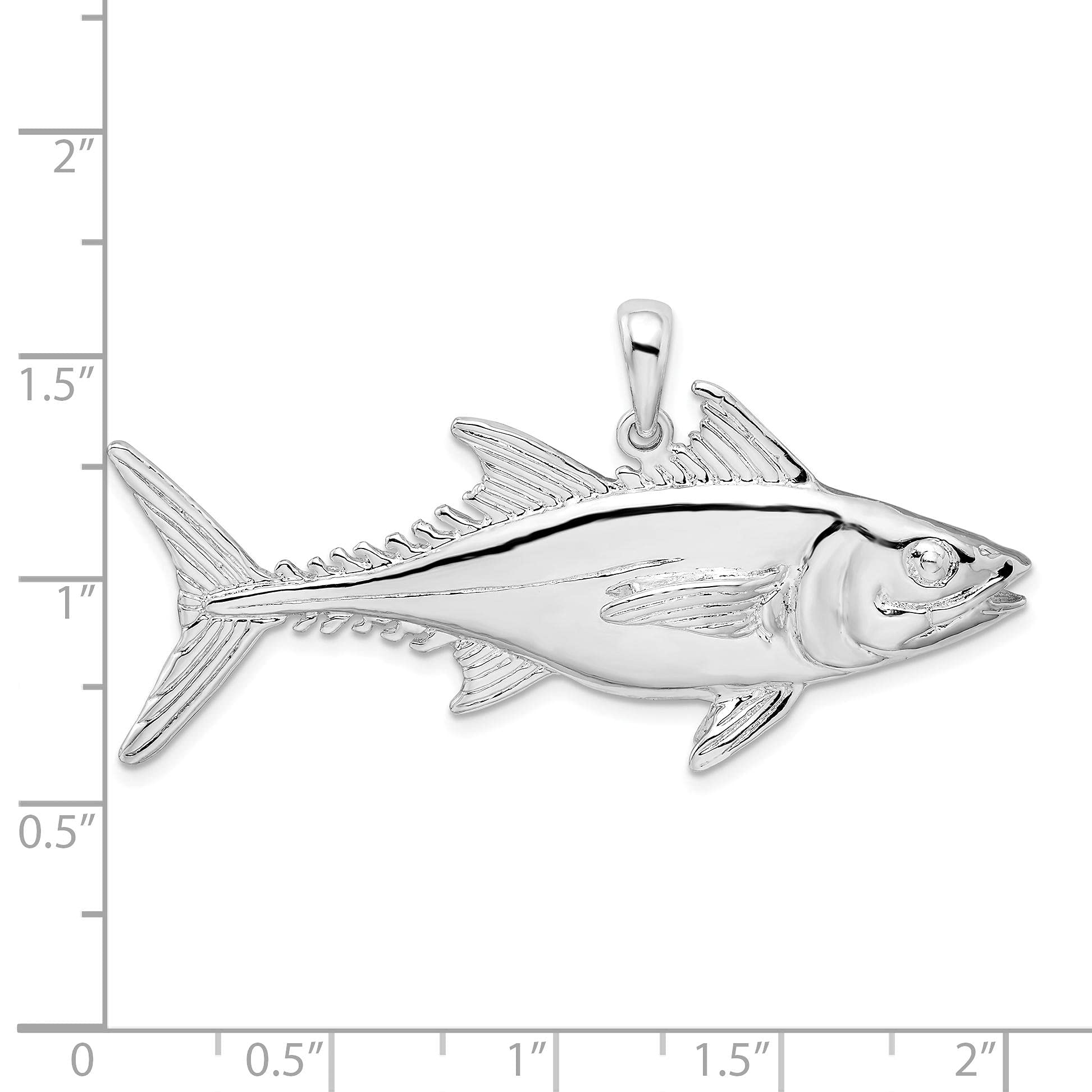 925 Sterling Silver Nautical Sea Life Charm - Polished Skipjack Tuna Fish Pendant for Jewelry Making, DIY Necklace & Ocean-Themed Gifts | Perfect for Beach Lovers, Marine Enthusiasts & Handmade Crafts