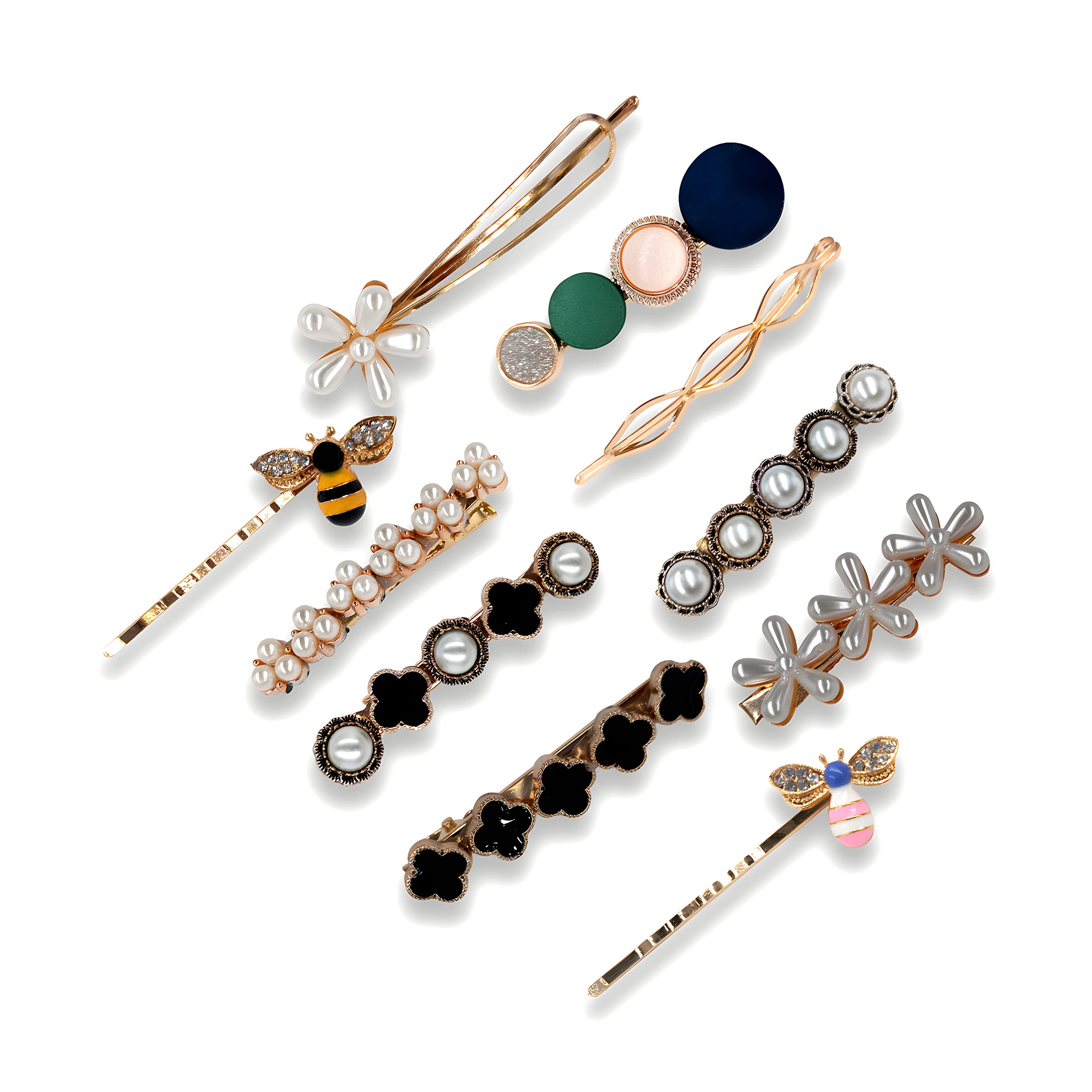 Korean Style Pearl Barrettes Hair Clips Set - 8PCS Women's Hairpins, Marble Alligator Bobby Pins, Duckbill Hair Accessories for Women & Girls - Perfect for Weddings, Parties & Daily Styling