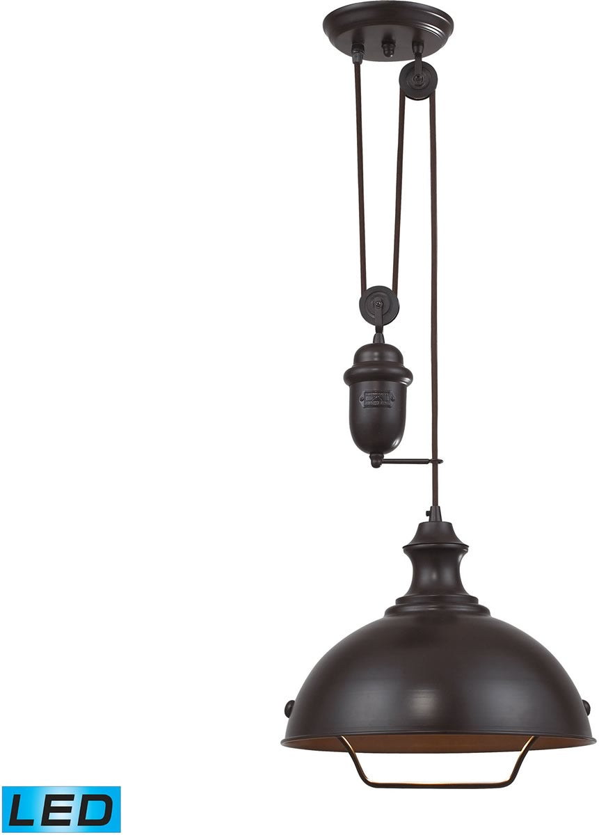 14W Adjustable LED Pendant Light in Oiled Bronze Finish - Farmhouse Style Ceiling Fixture for Kitchen Island, Dining Room & Entryway Lighting