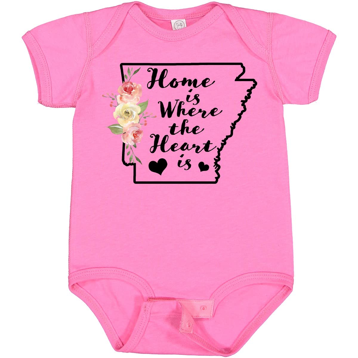 Inktastic Arkansas Home Where The Heart Is Watercolor Floral Baby Bodysuit - Soft Cotton Infant Onesie for Newborns, Photo Shoots & Family Gatherings