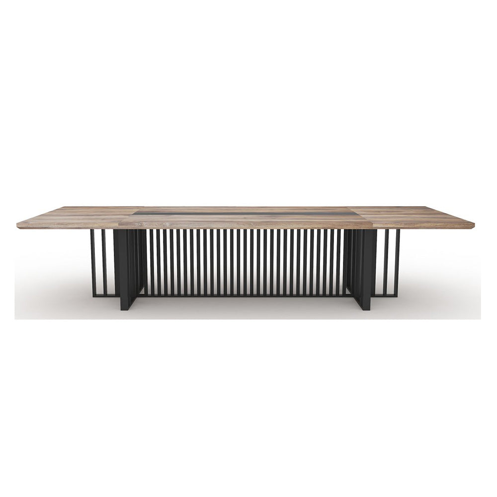 Premium VIDAL Boardroom Conference Table 3.0m x 1.2m (9.8ft x 3.9ft) - Warm Oak & Black Finish - Large Office Meeting Table for Executive Conference Rooms & Professional Workspaces