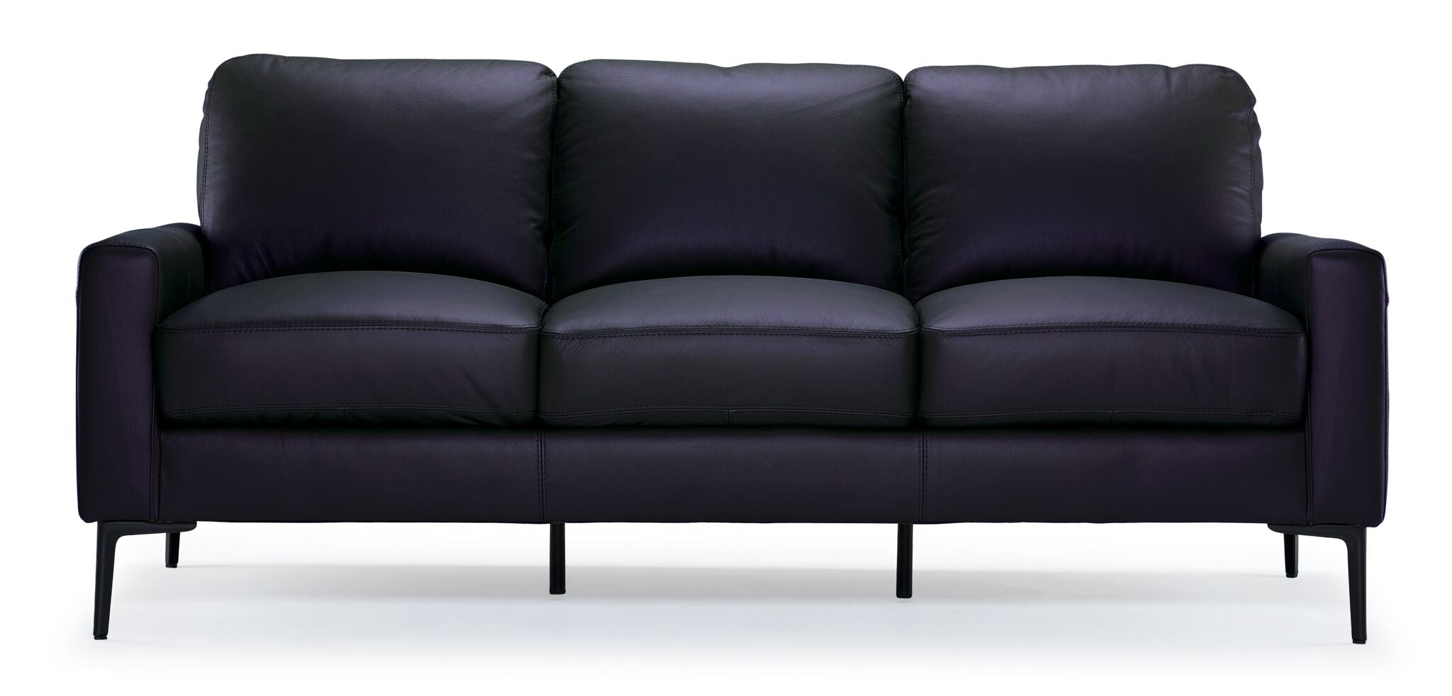 Premium Chito Leather Sofa in Raven Black - Modern Luxury Living Room Furniture for Home & Office Comfort