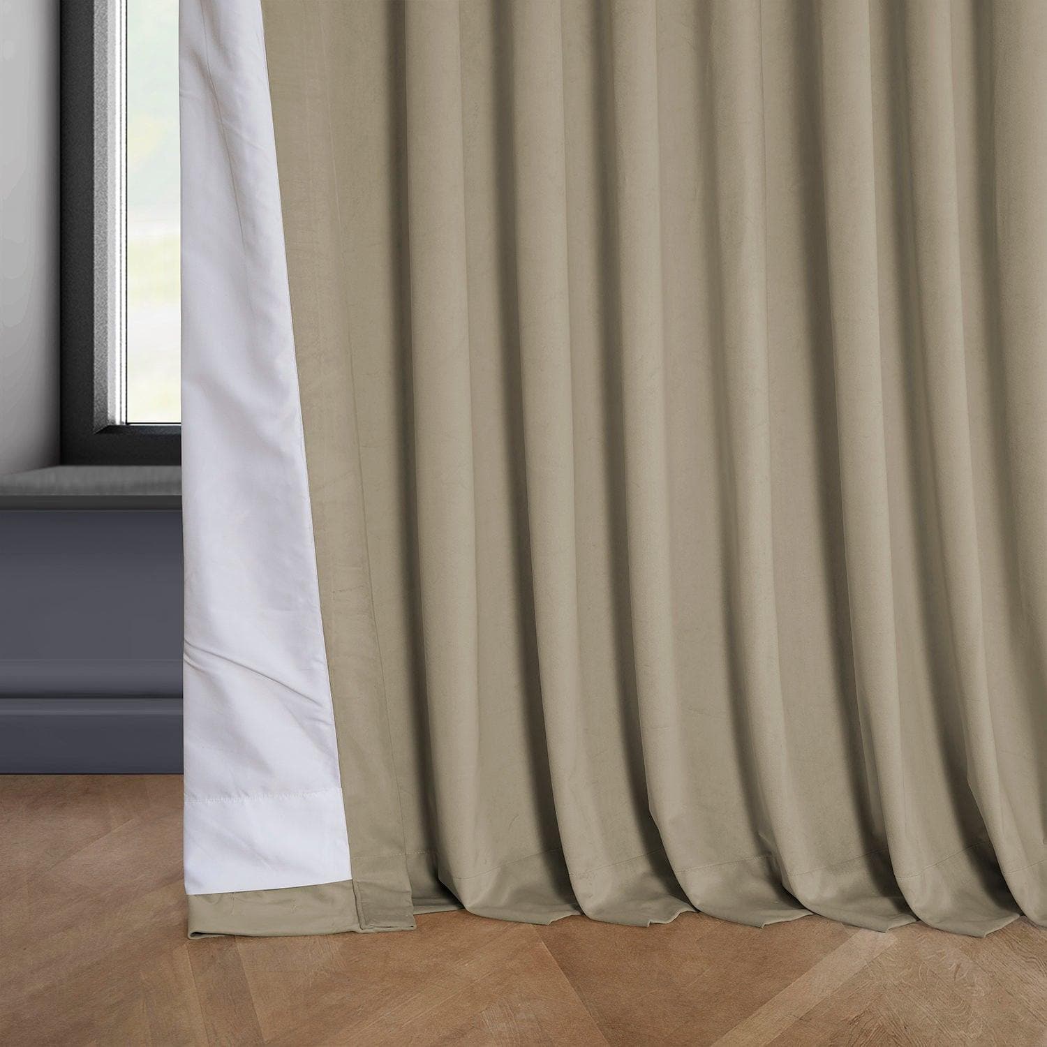 Light Beige Extra Wide Heritage Plush Velvet Blackout Curtains for Bedroom & Living Room - Soft Thermal Insulated Window Drapes for Light Control & Privacy