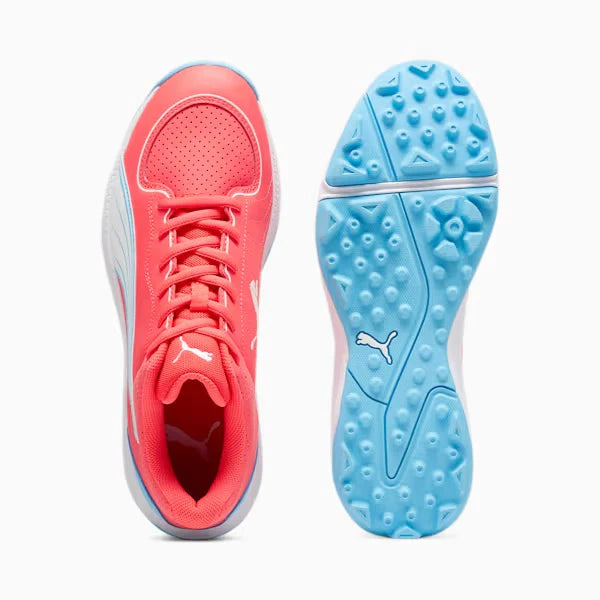 PUMA Men's 24FH Rubber Cricket Shoes - Fire Orchid & White Spiked Cleats for Enhanced Grip | Perfect for Cricket Matches, Training & Outdoor Sports