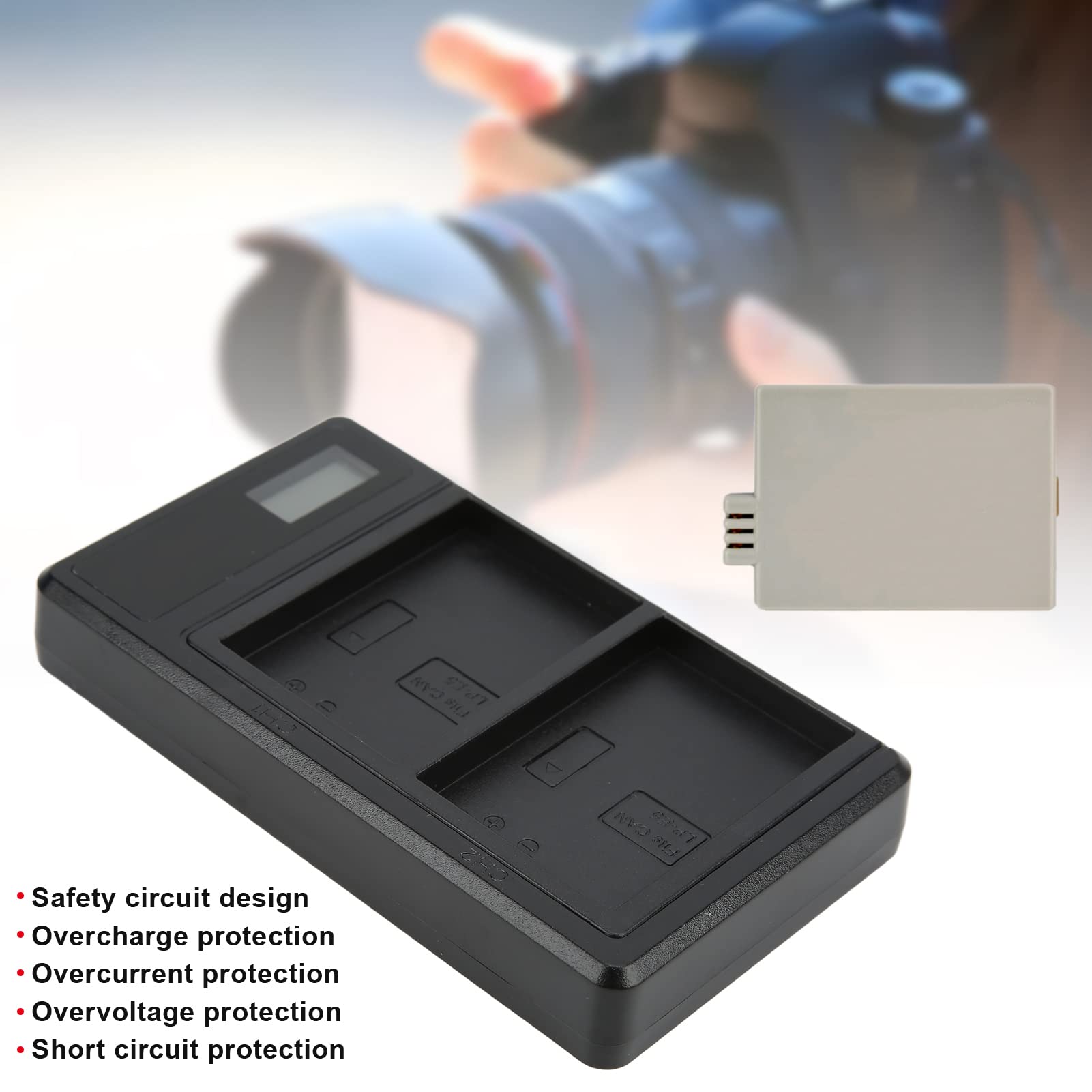 Dual Battery Charger for Action Camera with LCD Display - Fast Charging LP-E5 Battery & Dual USB Ports - Perfect for Travel, Vlogging, and Outdoor Photography Accessories