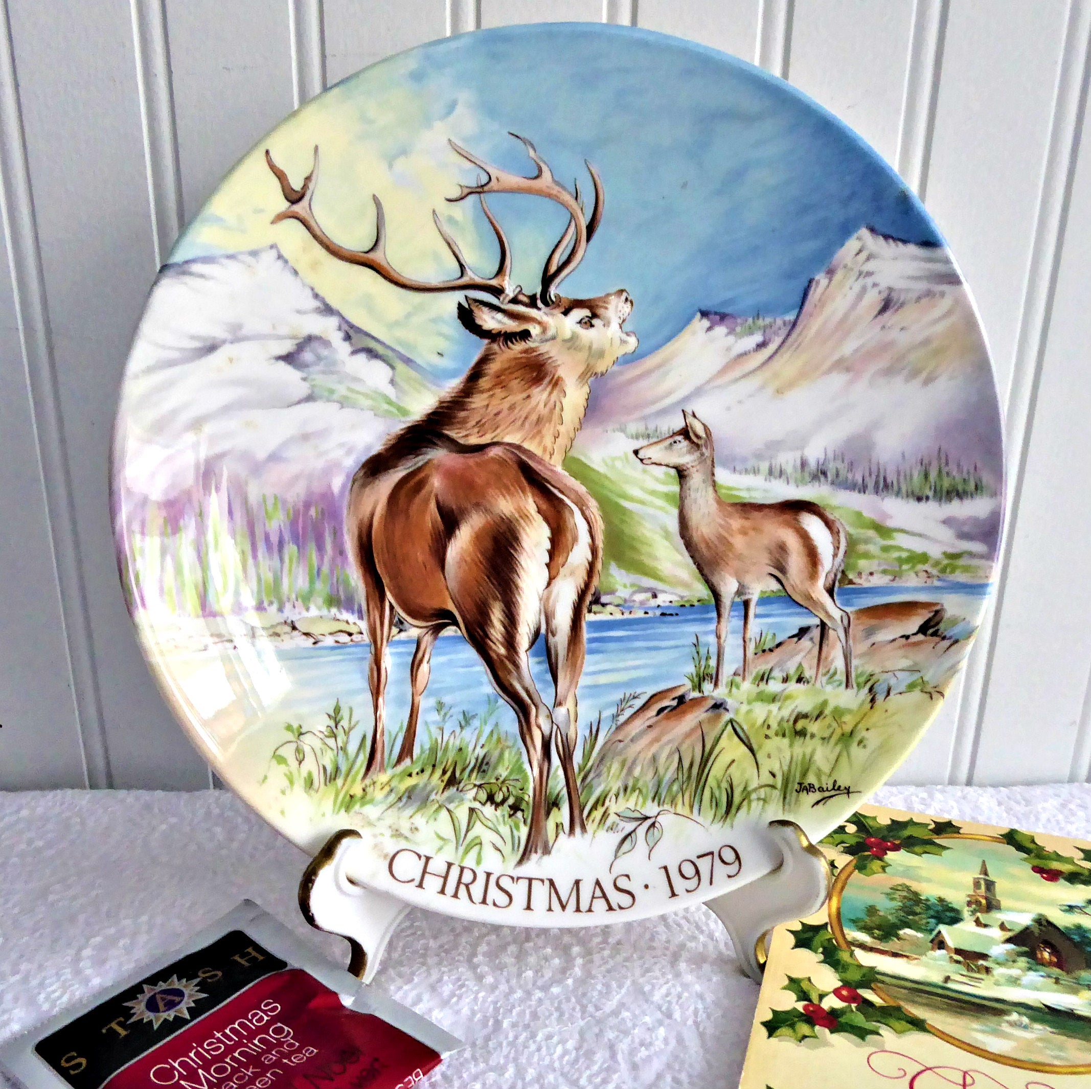 1979 Monarch of The Glen Deer Crown Staffordshire Signed Christmas Plate - Vintage Collectible Holiday Decoration for Home & Gift Giving