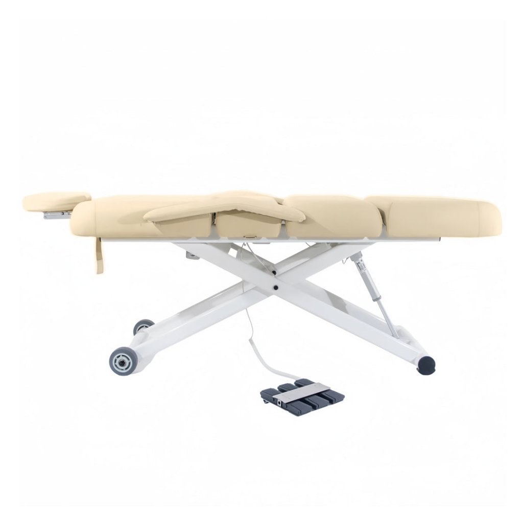 SilverFox 3 Motors 4-Section Professional Electric Massage Table 2274B with Wireless Hand Controller - Cream & Black - Perfect for Chiropractic Clinics, Spa Salons and Home Massage Therapy