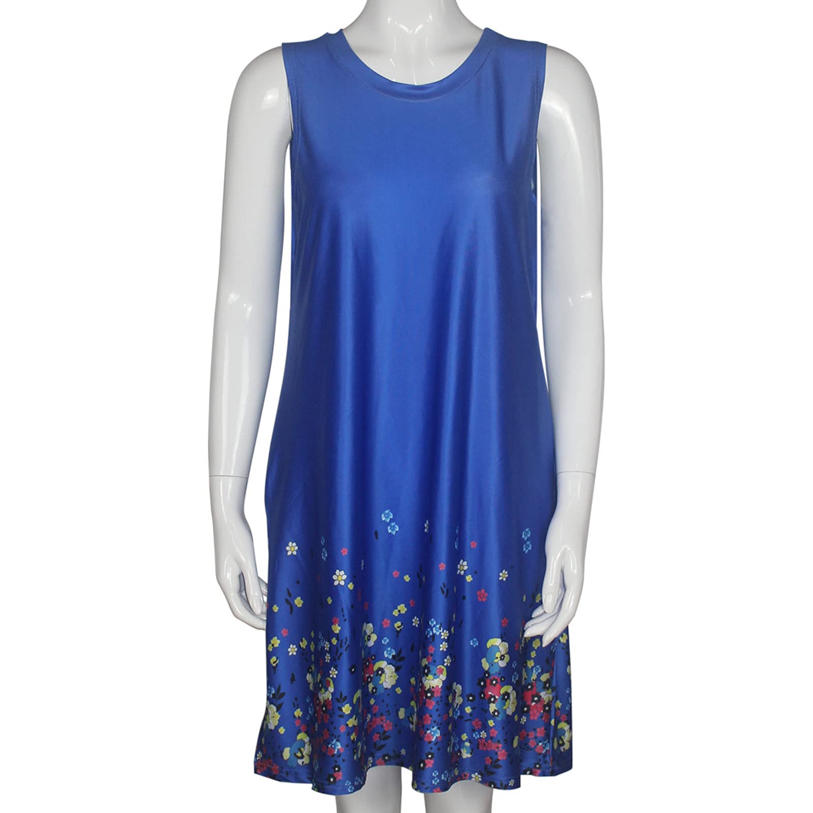 2023 Women's Summer Fashion Boho Sleeveless Tank Dress - Casual V-Neck Plus Size Sundress for Beach, Vacation & Outdoor Activities