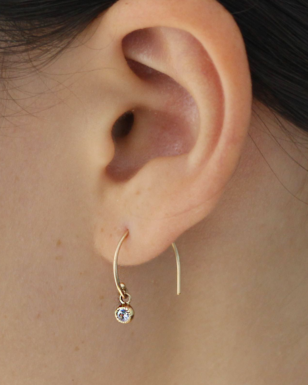 Melee Ball Loop Earrings - Light Blue Sapphire Gemstone Jewelry for Women | Elegant Gift for Brides, Parties & Special Occasions