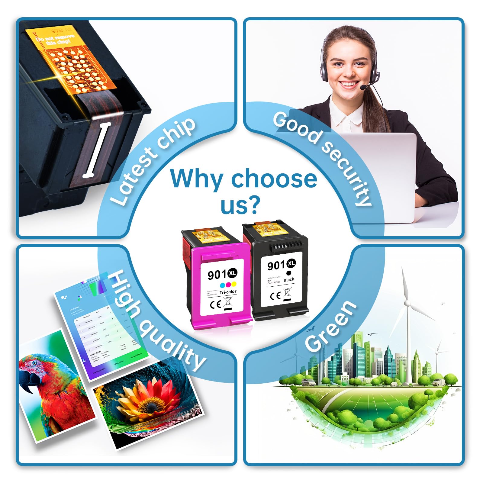 HP 901XL Ink Cartridge Replacement - Black & Color Combo Pack (2 Pack) - Compatible with HP OfficeJet 4500, J4524, J4540, J4550, J4580, J4624, J4680 Printers - Ideal for Home Office Printing, School Projects & Small Business Documents