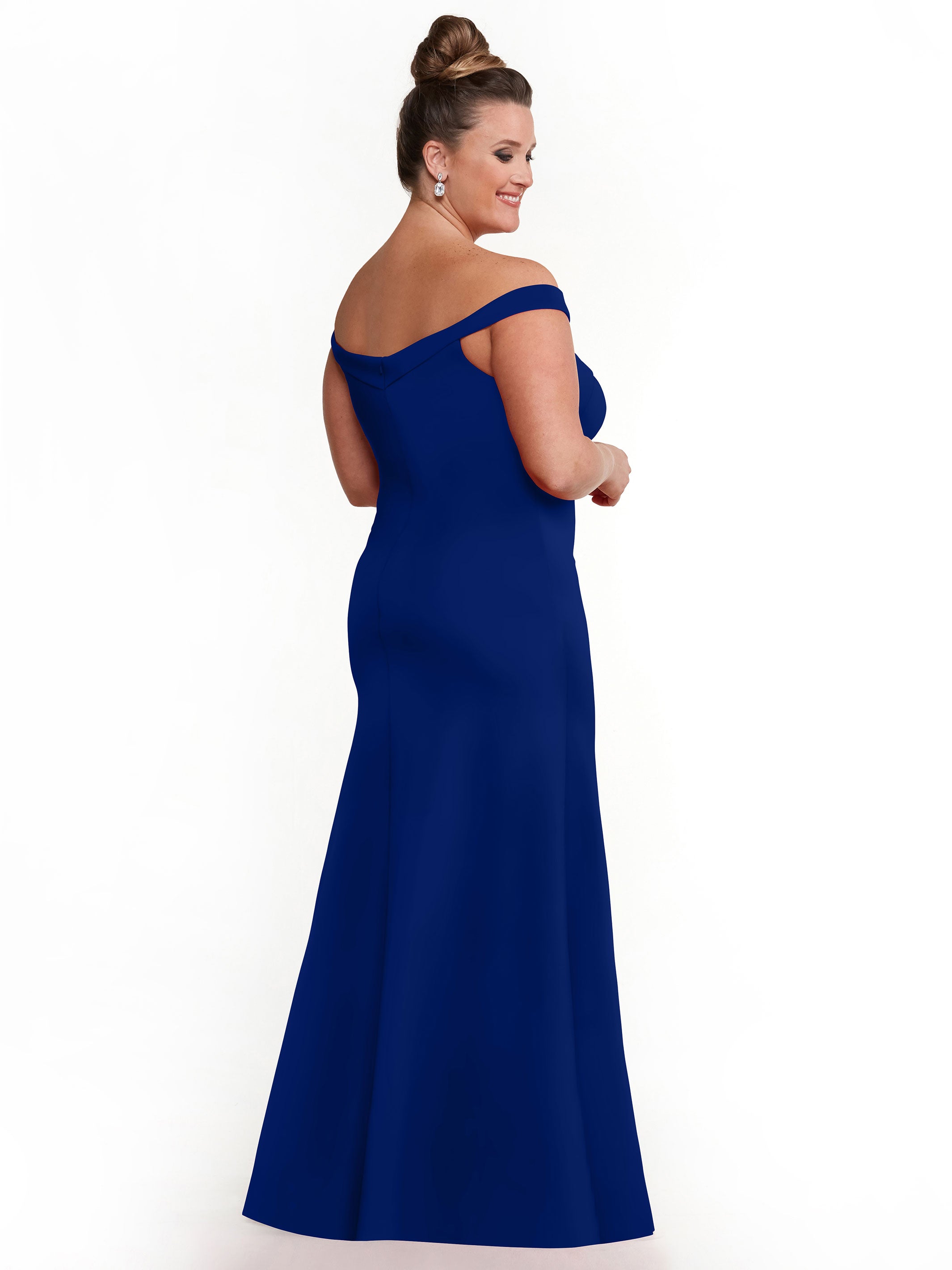Elegant 83048 Double Knit A-Line Bridesmaid Dress with Off-the-Shoulder Sleeves - Perfect for Weddings, Formal Events & Special Occasions