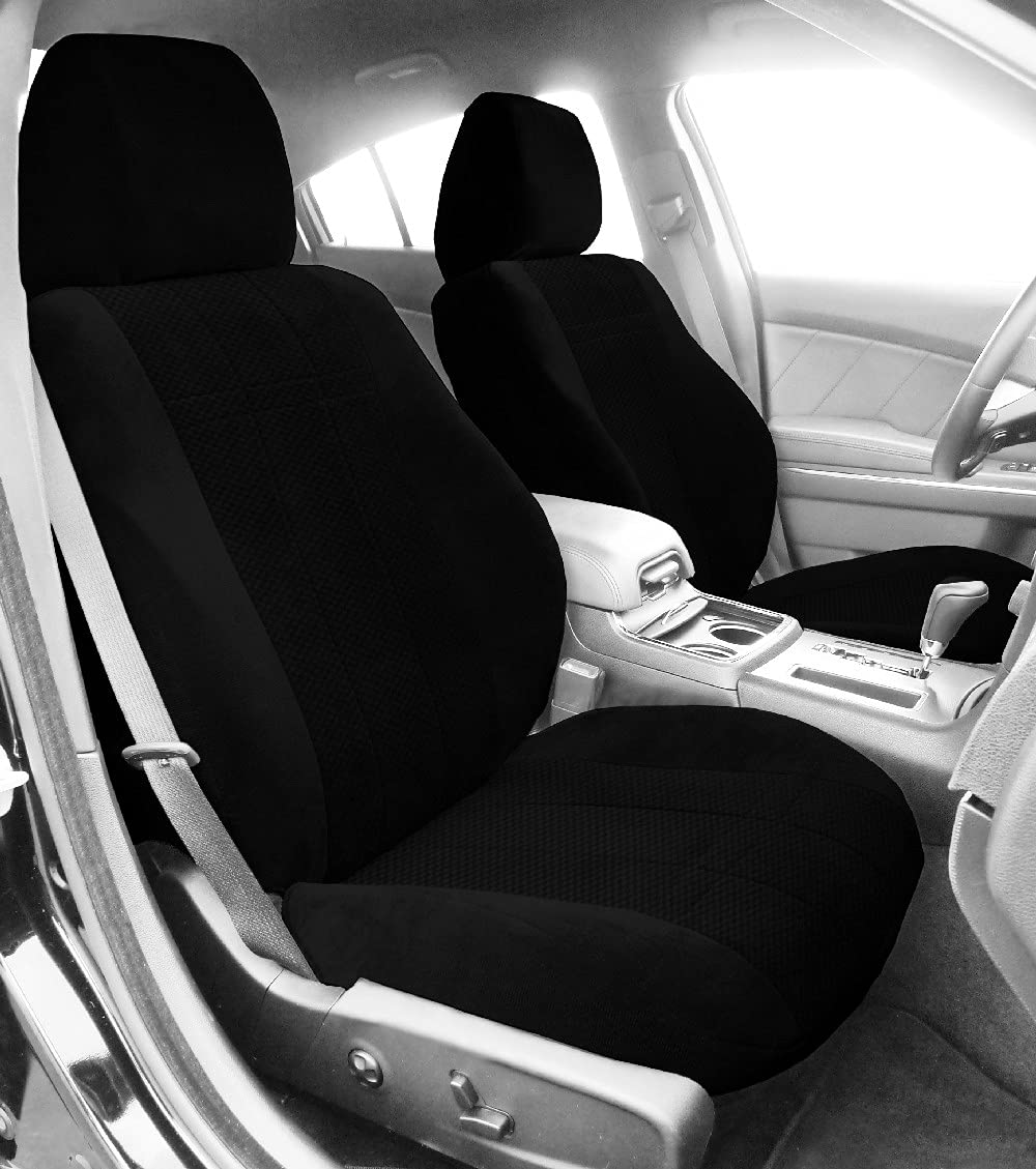CalTrend Black O.E. Velour Car Seat Covers for 2014-2016 Toyota Corolla - Front Sport Bucket Seat Protectors with Monarch Insert & Classic Trim - Easy Installation (1 Set) - Perfect for Commuting, Road Trips & Protecting Seats from Wear