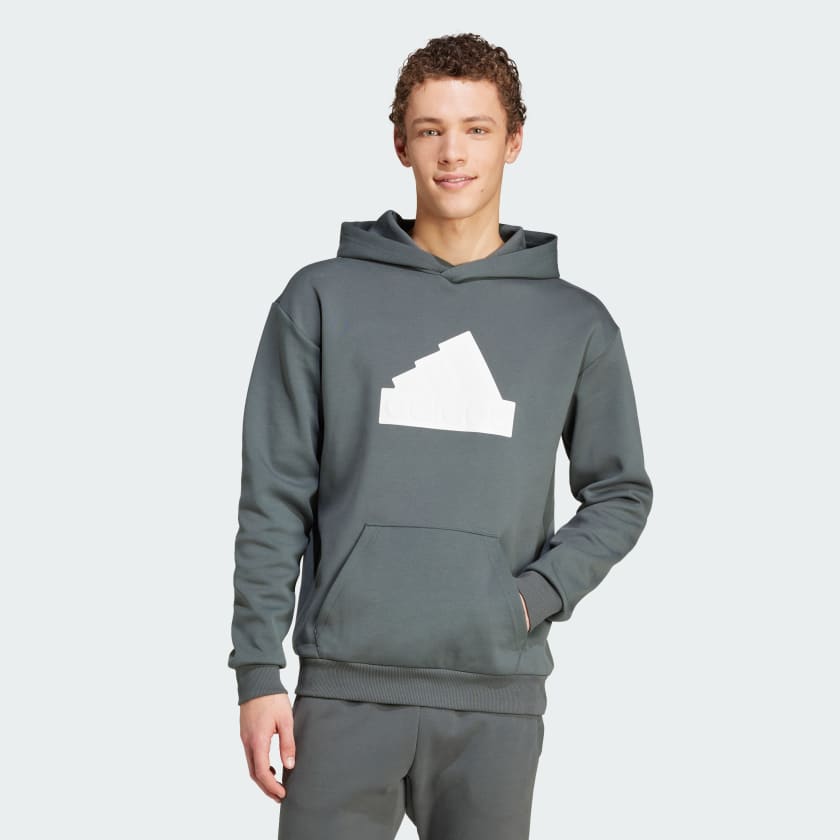 Adidas Men's Future Icons Badge of Sport Ivy/White Hoodie - Stylish & Comfortable Pullover for Casual Wear, Gym, and Outdoor Activities