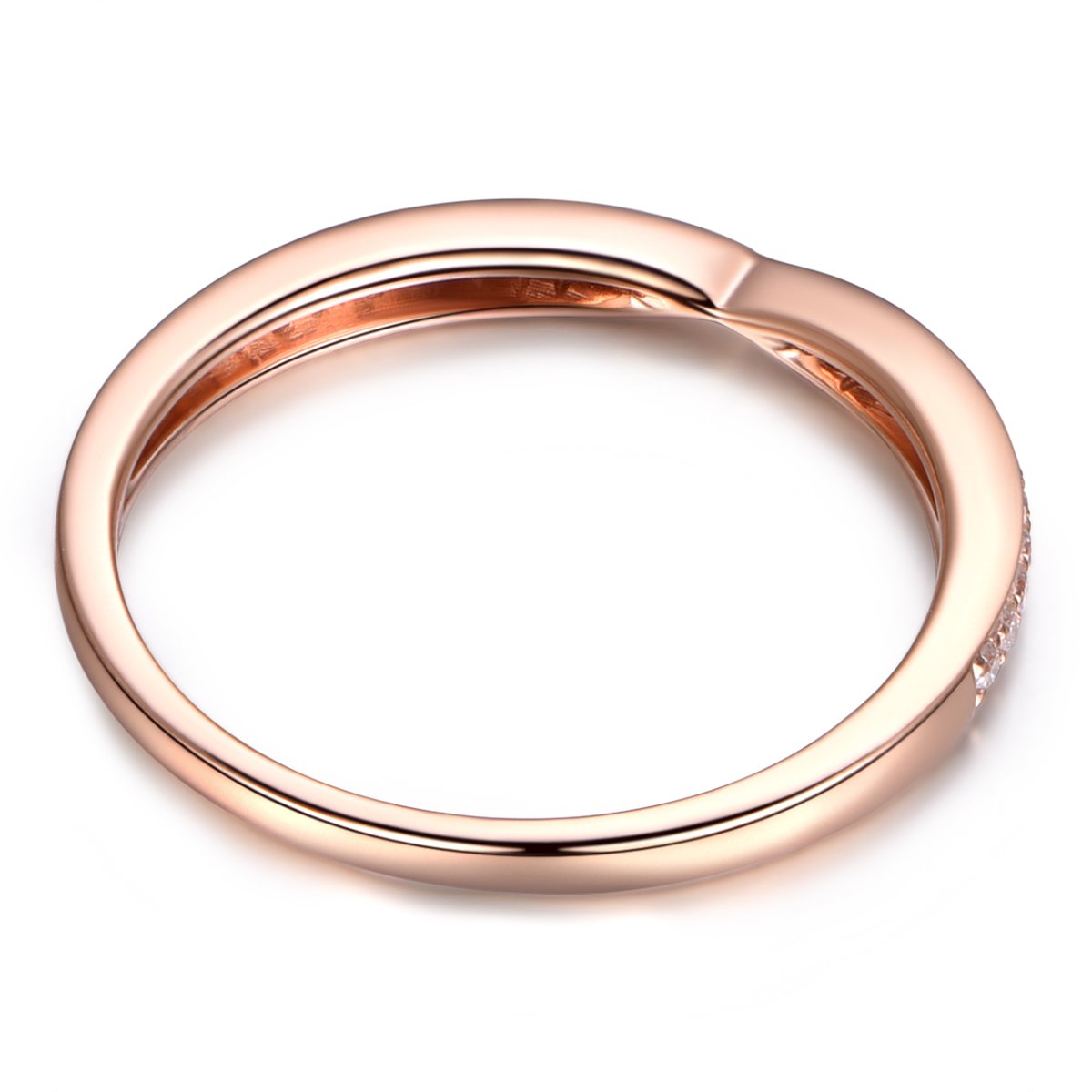 14K Rose Gold Matching Band & Diamond Engagement Ring Set - Half Eternity Wedding Stack Band for Anniversary, Proposal, Bridal Jewelry (Perfect for Bridal Shower, Vow Renewal & Special Occasions)