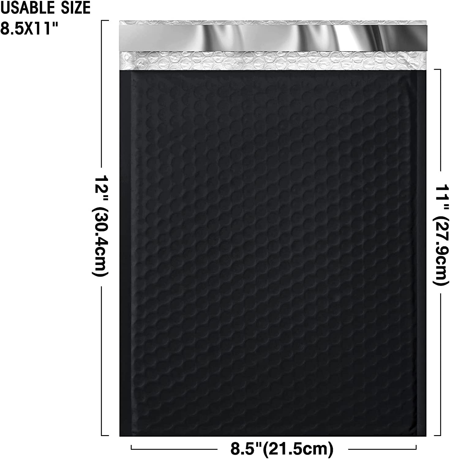 8.5x12 Inch Bubble Mailer Padded Envelope - Self-Sealing Black Shipping Envelopes for Ecommerce, Small Business & Online Sellers - Perfect for Shipping Jewelry, Books, Documents & Small Items