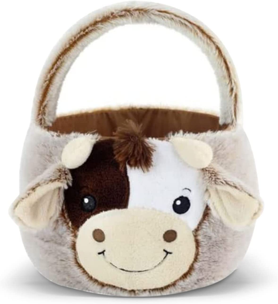 Adorable Plush Cow Easter Basket - Soft Egg Basket Bag for Easter Candy & Gifts - Perfect for Easter Party Decorations, Egg Hunts & Spring Celebrations