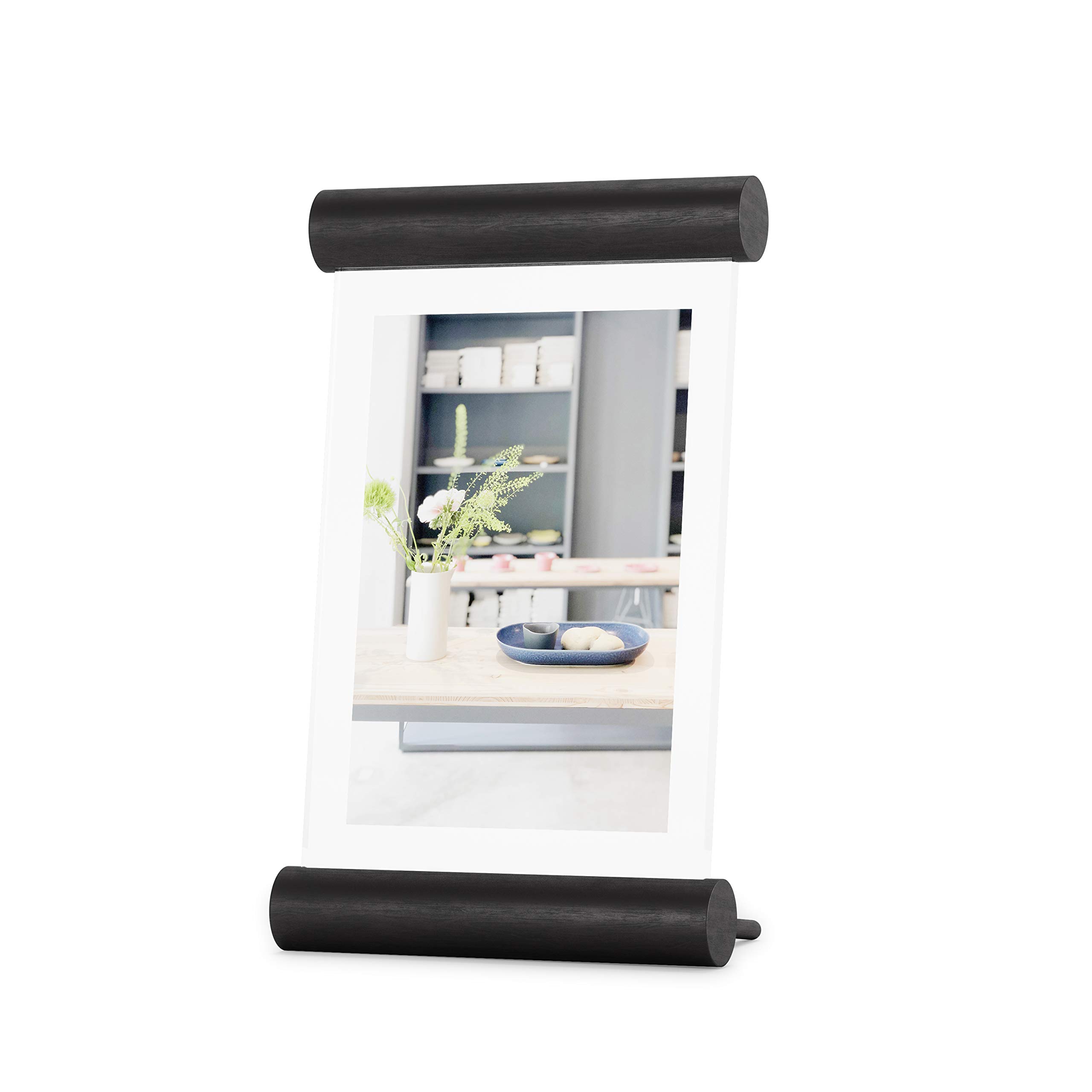 Umbra Scroll Picture Frame 4x6 Inches - Modern Black Photo Display for Wall or Tabletop - Perfect for Home Decor, Office, or Gift Giving