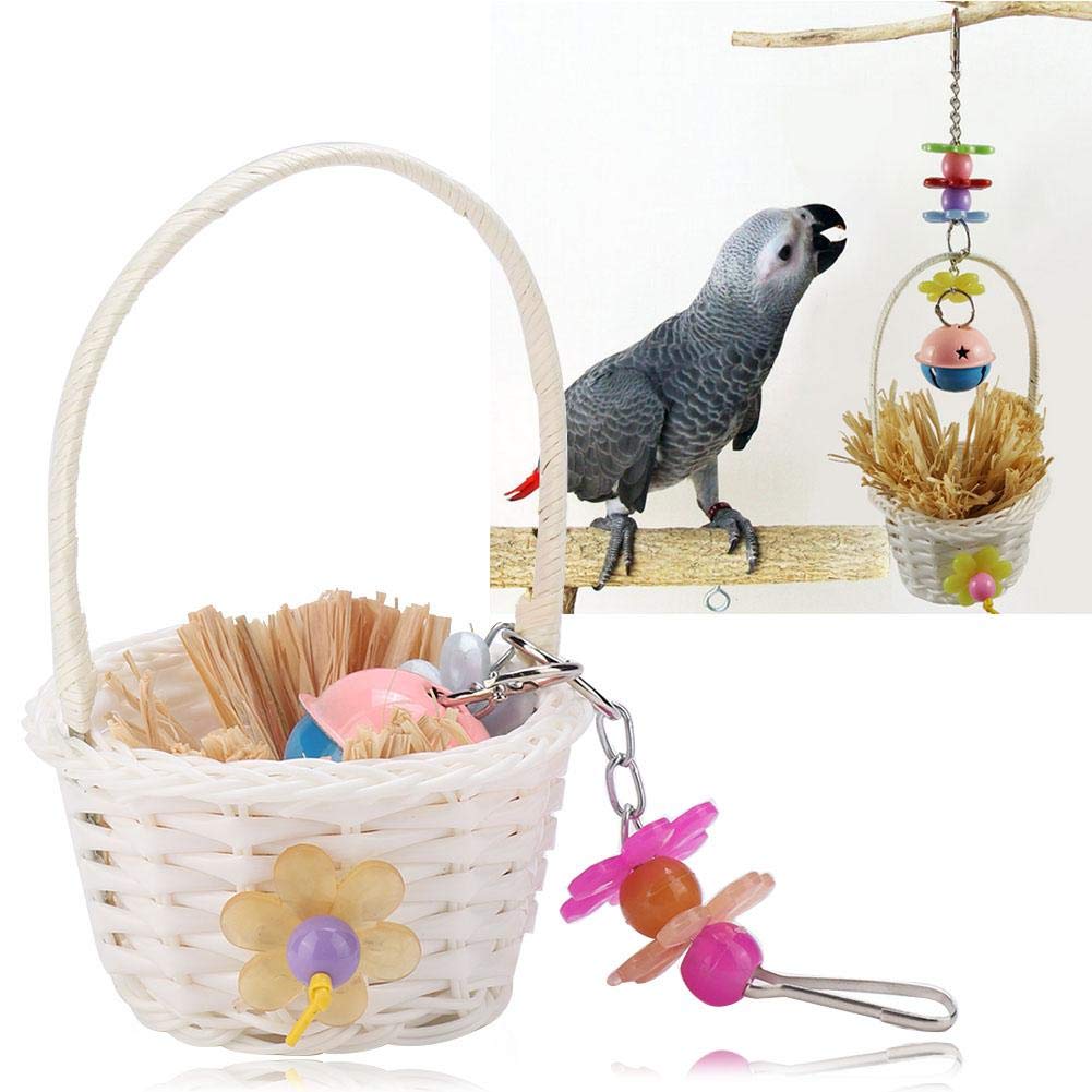 Colorful Woven Bird Basket Toy - Chew-Proof & Durable Small Pet Playhouse for Parrots, Cockatiels & Lovebirds - Perfect for Cage Enrichment & Interactive Playtime