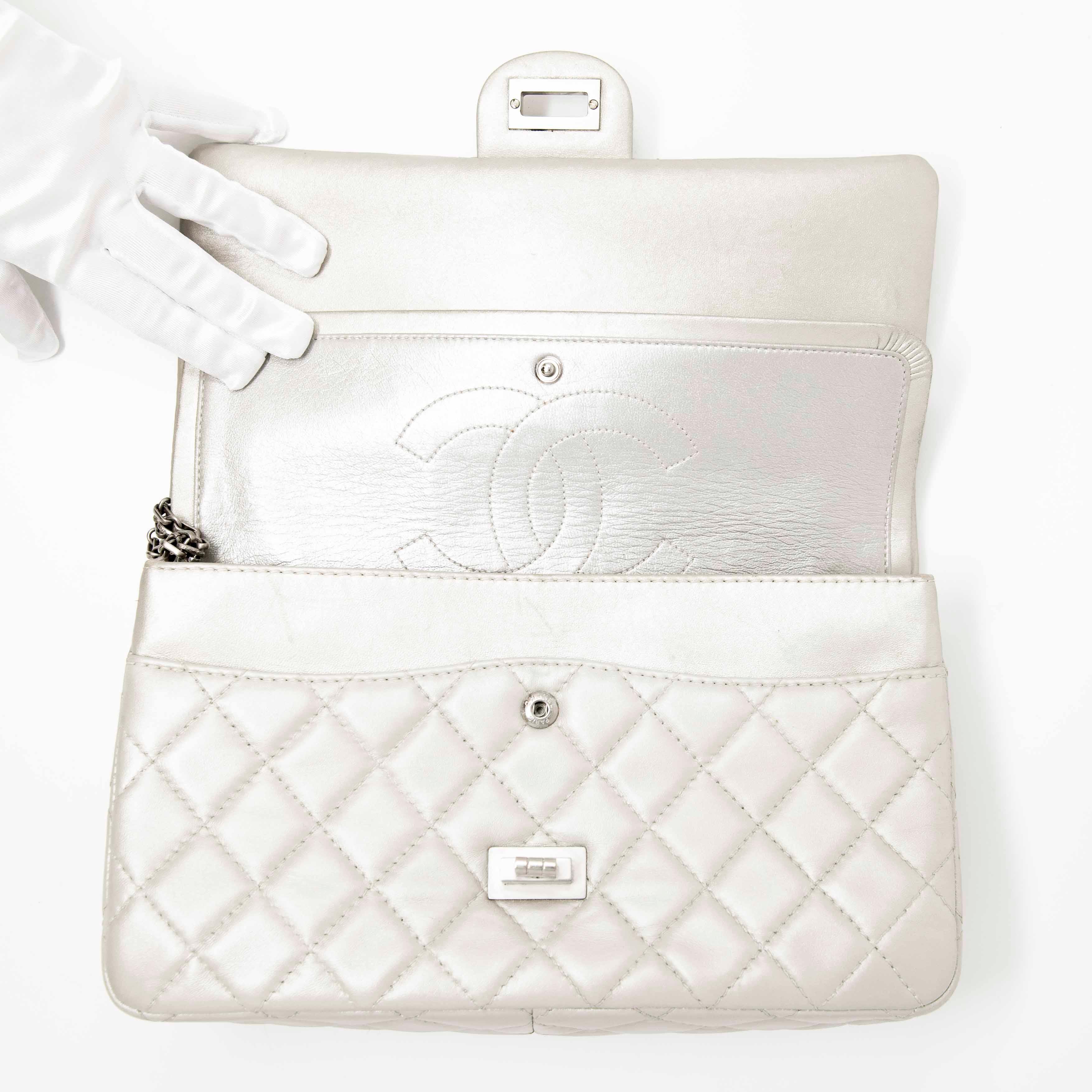 Authentic Chanel Silver 2.55 Reissue 226 Flap Bag - Luxury Designer Handbag for Women | Perfect for Evening Events, Date Nights & Special Occasions