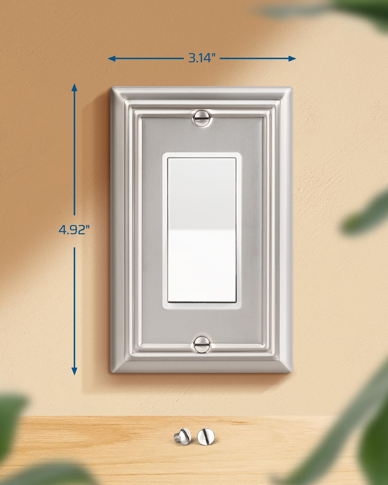 DEWENWILS 4-Pack Brushed Nickel Metal Wall Outlet Covers - Decorative Wall Plates for GFCI Outlets, Receptacles & Dimmer Switches - Perfect for Home, Office & Commercial Electrical Safety