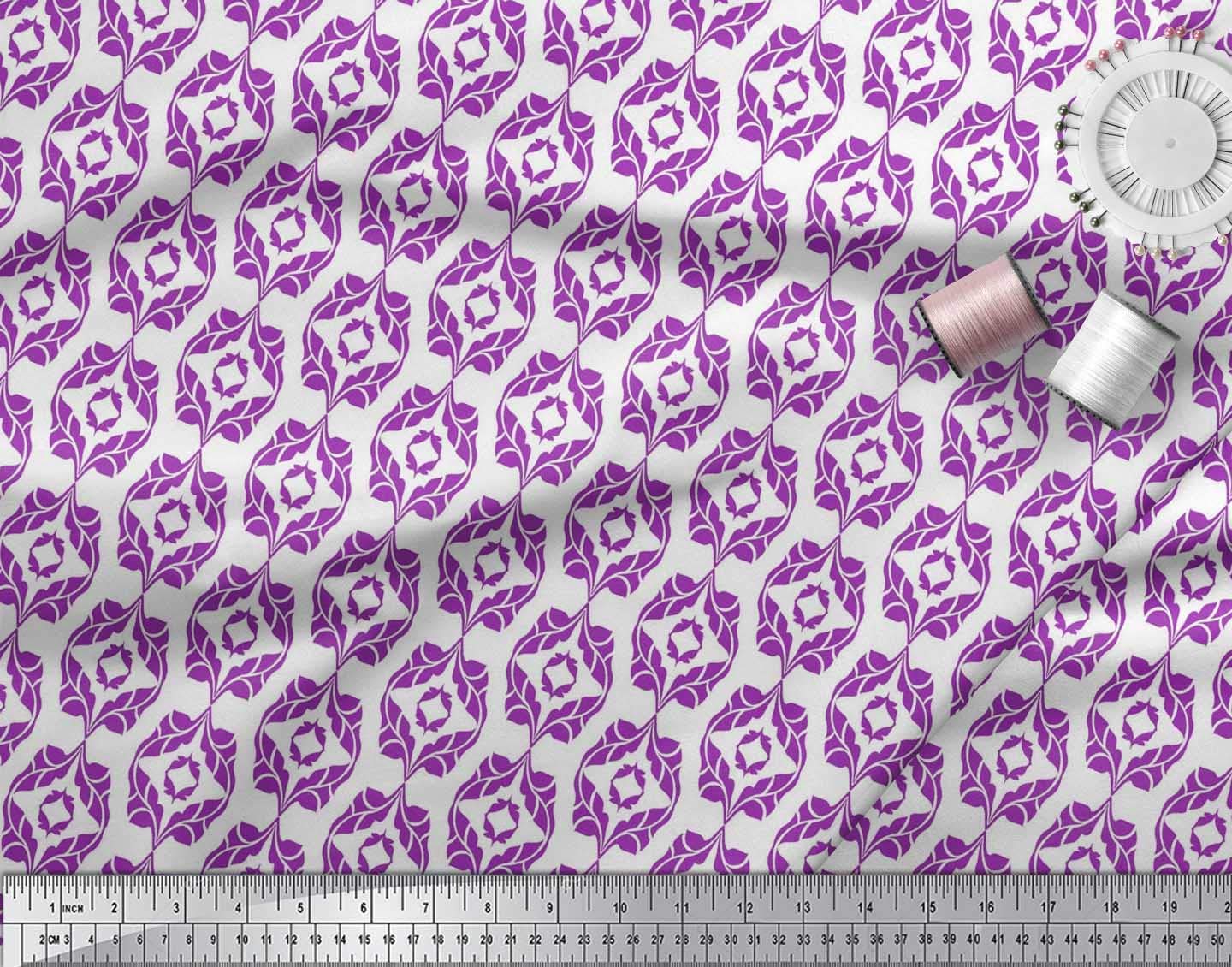 Soimoi Moss Georgette Brown Fabric by The Yard - 42 Inch Wide Ogee Damask Pattern - Timeless Printed Fabric for Dresses, Curtains & Home Decor