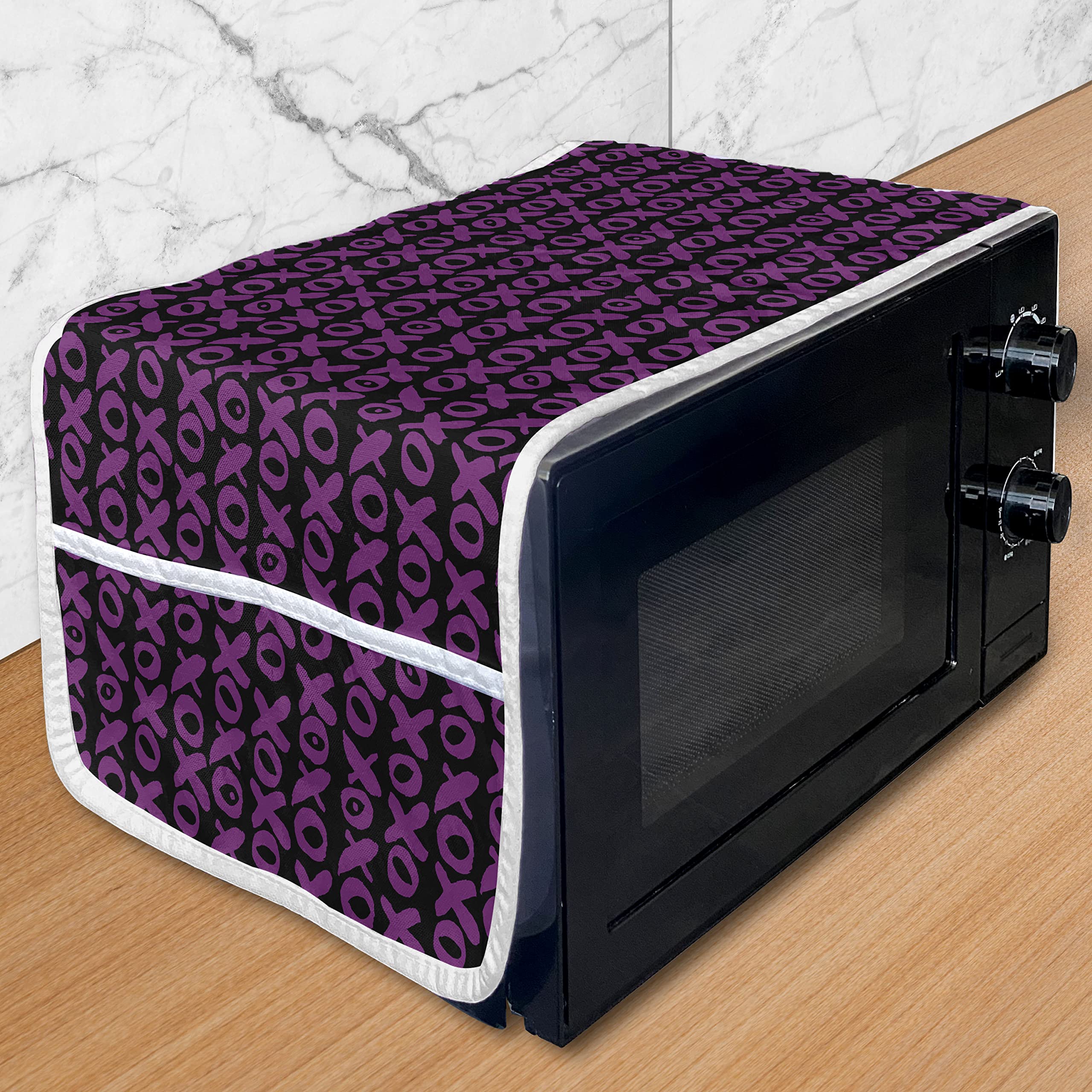Ambesonne Abstract Microwave Oven Cover - Waterproof Kitchen Organizer with Pockets, 36