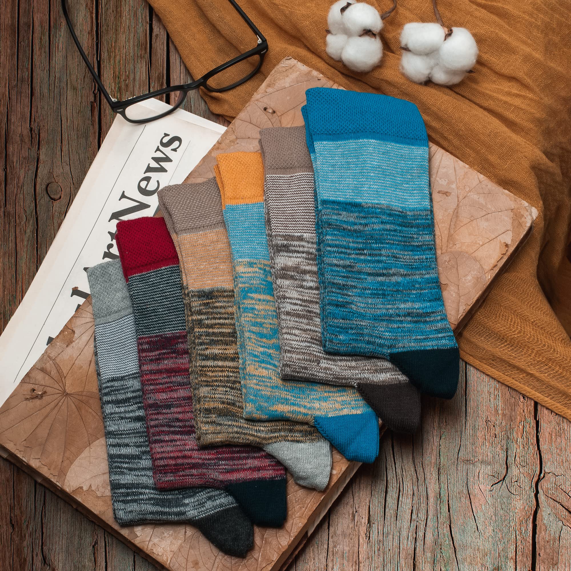 GoWith Men's Thin Cotton Crew Socks - Soft, Comfortable & Breathable Lightweight Dress Socks with Gift Box - Perfect for Office, Business & Formal Occasions