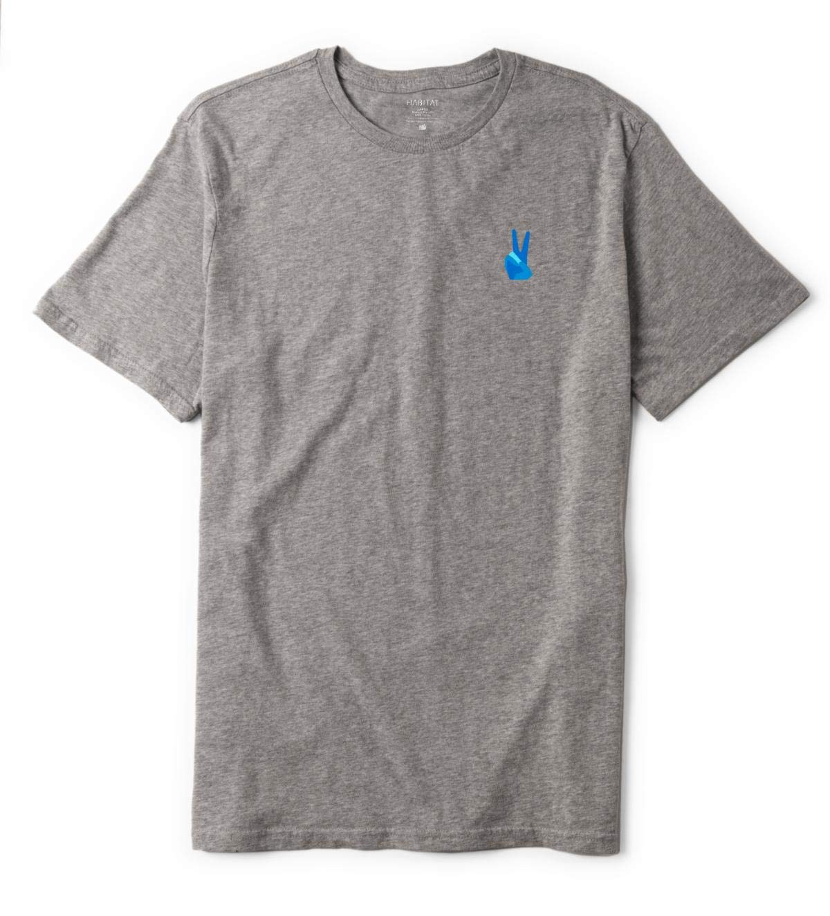 Habitat Skateboards Men's T-Shirt - Peace Embroidered Grey Cotton Tee, Size S - Casual Streetwear for Skateboarding & Everyday Wear