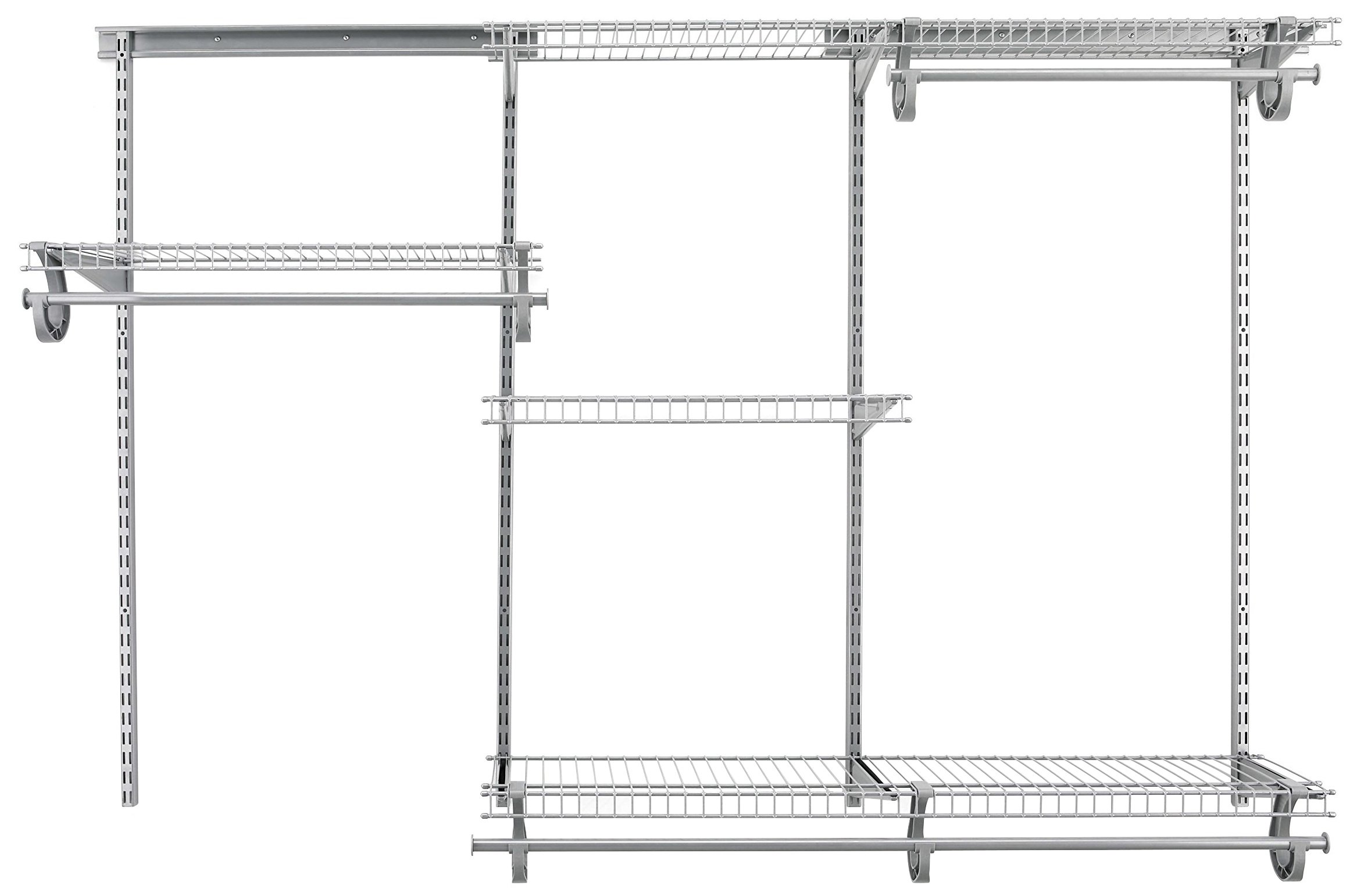 ClosetMaid Adjustable Wire Closet Organizer System 4-6 Feet with Shelves & Clothes Rods - Durable Steel Satin Chrome Storage Solution for Bedroom, Closet & Home Organization