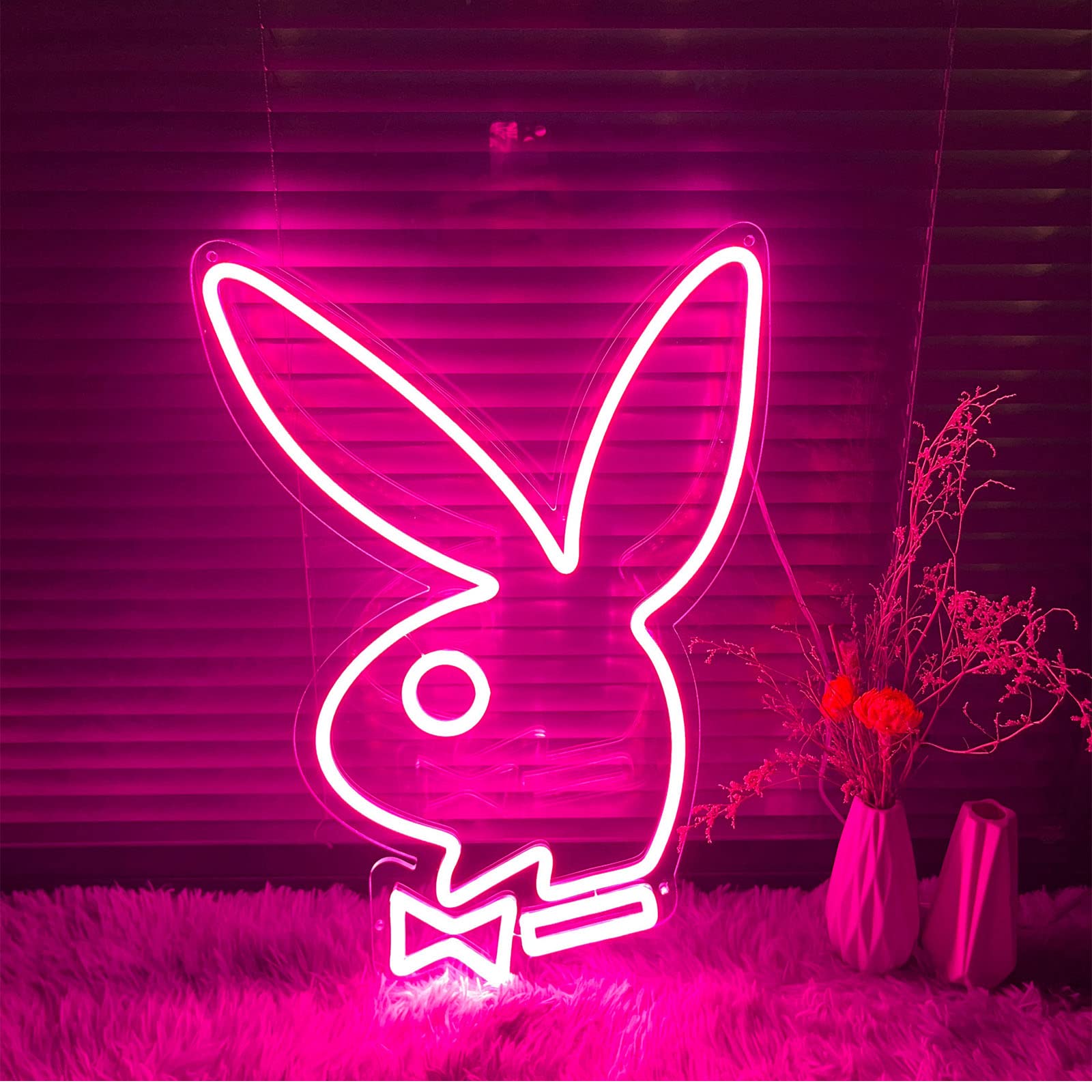 KAEGORT Neon Sign Light - Waterproof Flexible LED Bunny Rabbit Acrylic Wall Decor for Home, Easter & Bar - Red Glow Party Lighting (Perfect for Bedroom, Game Room & Holiday Decorations)
