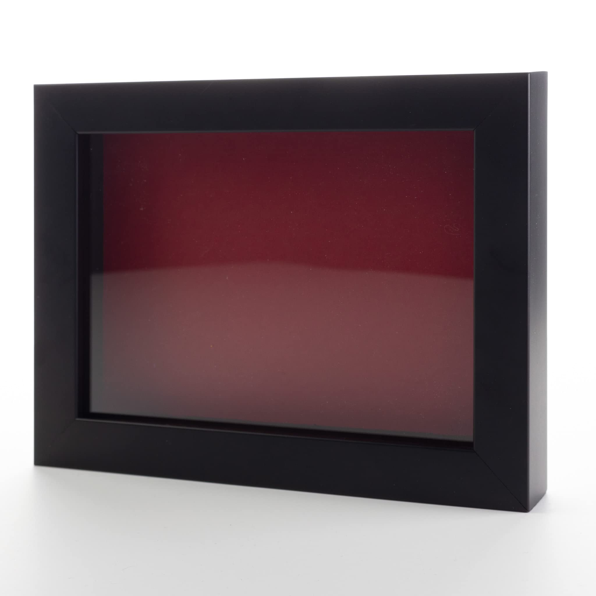20x24 Inch Black Wood Shadow Box Display Frame with Red Acid-Free Backing & UV Protective Acrylic - 3/4
