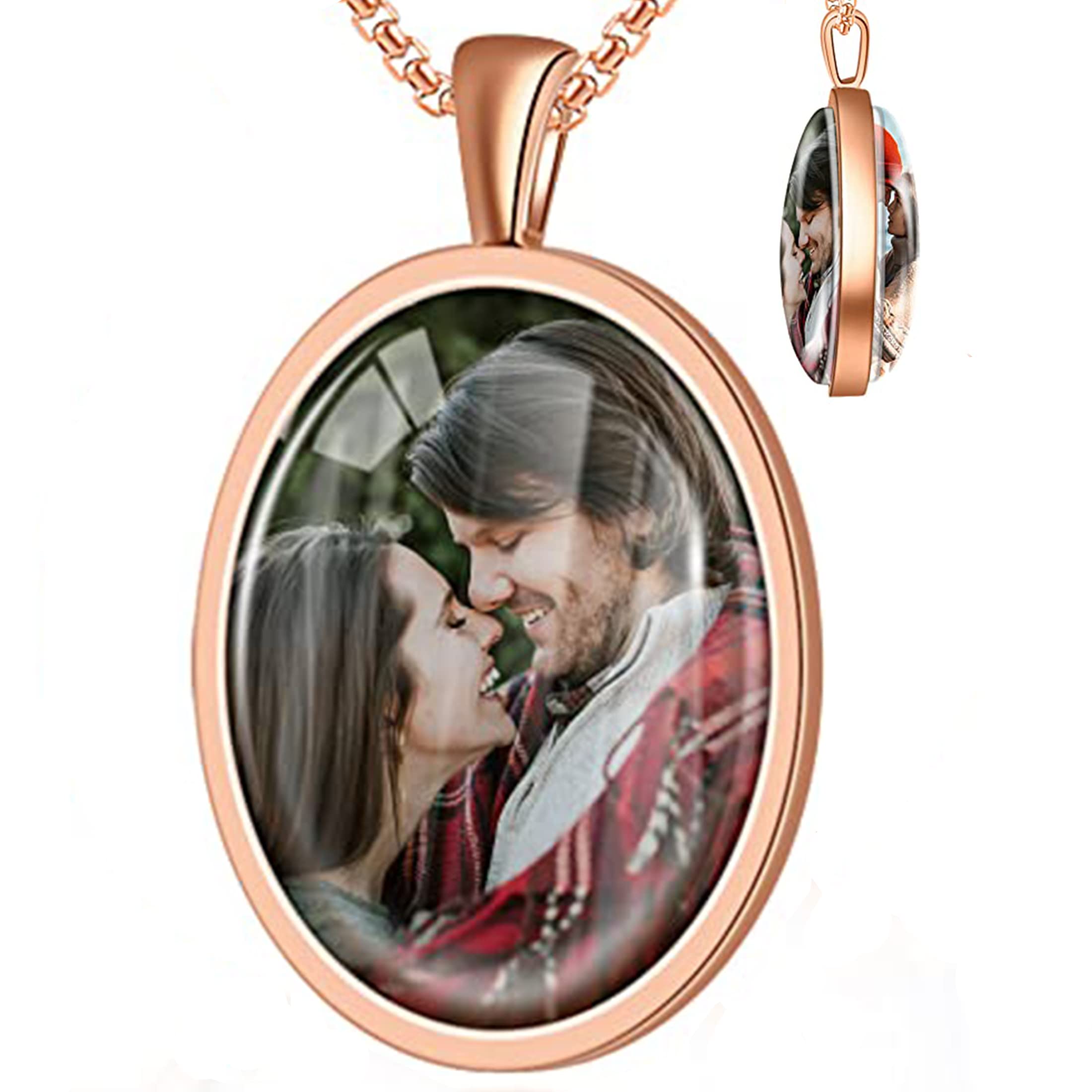 Customized Double-Sided Photo Necklace for Women & Men - Personalized Picture Pendant with Memory Photos - Meaningful Jewelry Gift for Anniversary, Valentine's Day & Birthday - Perfect for Couples, Parents & Loved Ones to Cherish Special Moments