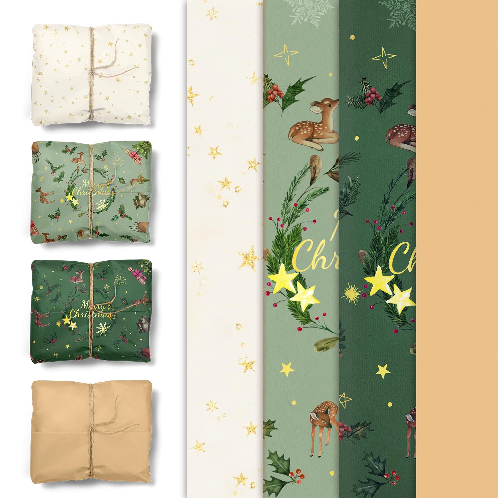 Premium Christmas Tissue Wrapping Paper - 24 Sheets (20x15 Inches) for Gift Bags, DIY Crafts | Holiday, Birthday & New Year Gift Wrap | Perfect for Xmas Parties, Home Decor & Festive Celebrations