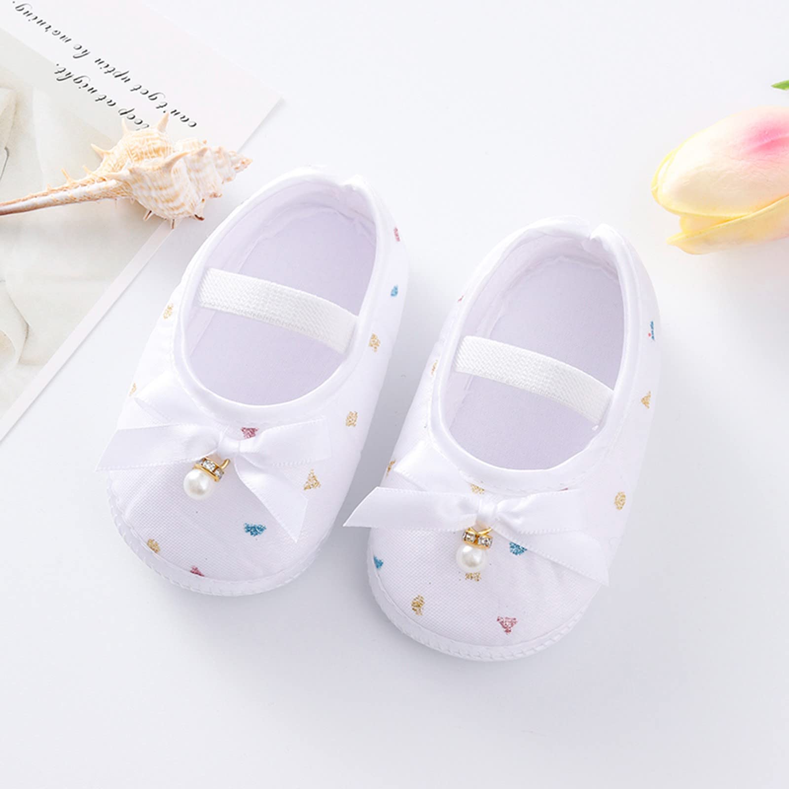 Cute Princess Toddler Shoes with Soft Bow & Pearl - Baby Girls Size 2 for Party & Dress Up
