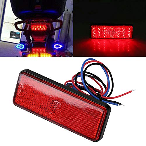 24 LED Motorcycle ATV Rectangular Reflector Tail Brake Stop Light - Red - High Visibility Safety Light for Night Riding & Off-Road Adventures