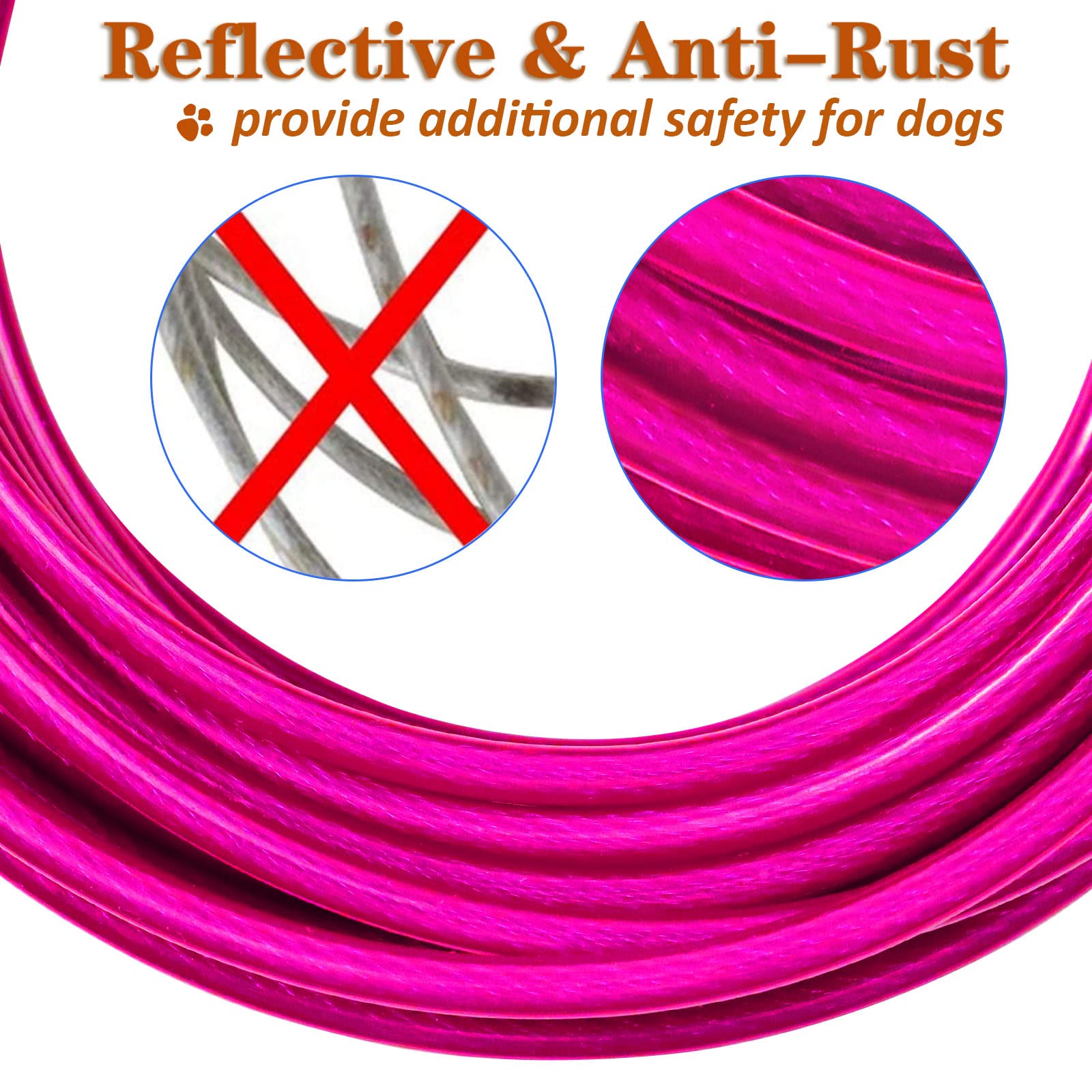 Heavy Duty 30FT Chew Proof Dog Tie Out Cable - Long Durable Dog Leash for Outdoor Training, Yard & Camping | Secure Runner for Large Dogs | Perfect for Backyard, Hiking & Travel Adventures