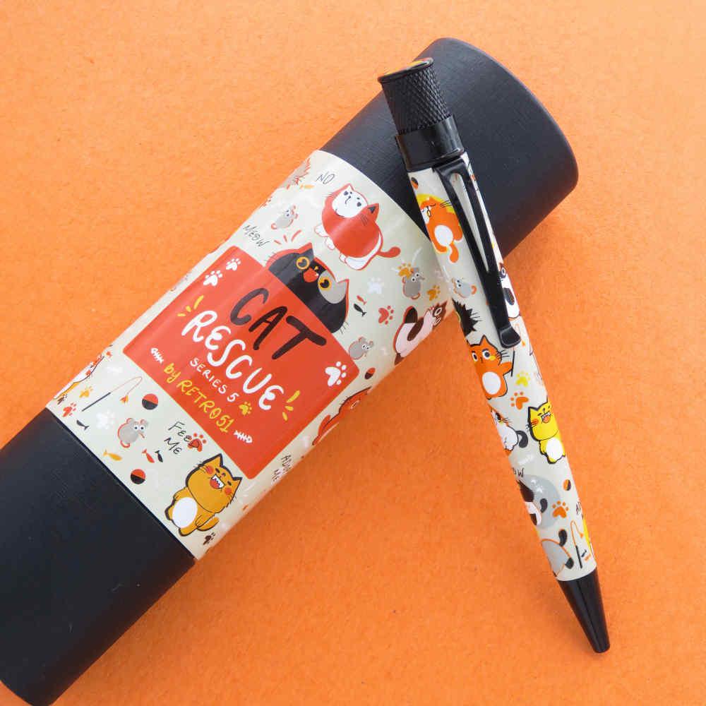 Retro 51 Tornado Rescue Cat #5 Ballpoint Pen - Premium Writing Gift for Office, School & Collectors - Smooth Ink Refillable Rollerball Pen for Everyday Use