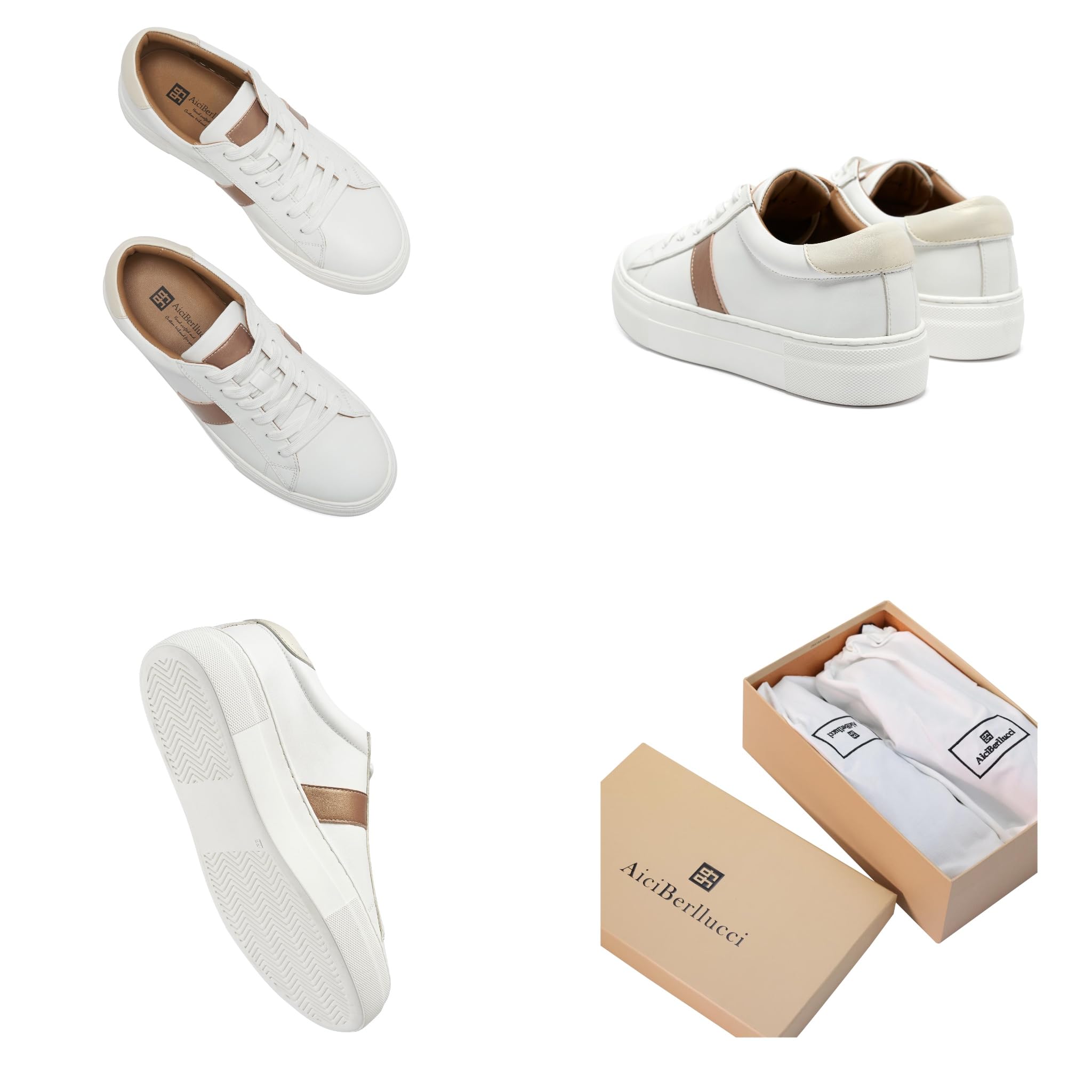 Women's Fashion Leather Platform Sneakers - Comfortable Casual Walking Shoes for Everyday Wear | Perfect for Work, Travel & Outfits