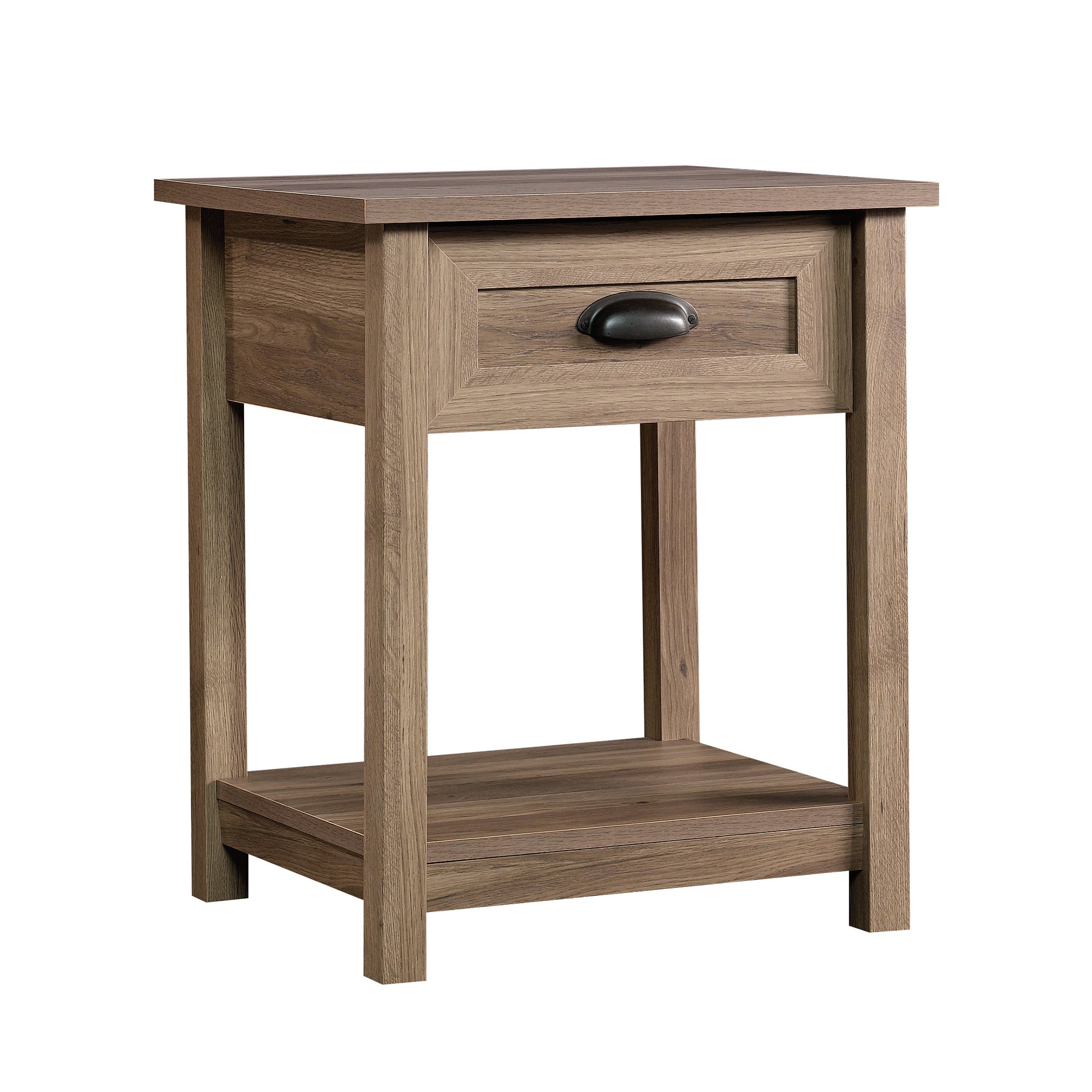 Sauder County Line Side Table Night Stand with Salt Oak Finish - Bedside End Table for Bedroom, Living Room & Office