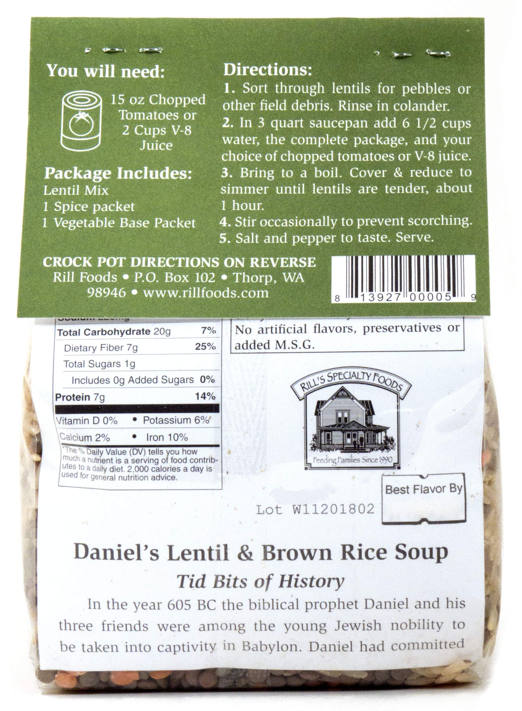 Organic Daniel's Lentil & Brown Rice Soup Mix - 12.7 oz | Vegan, Gluten-Free, High Protein | Quick & Healthy Meal Prep for Camping, Office Lunch & Busy Weeknights