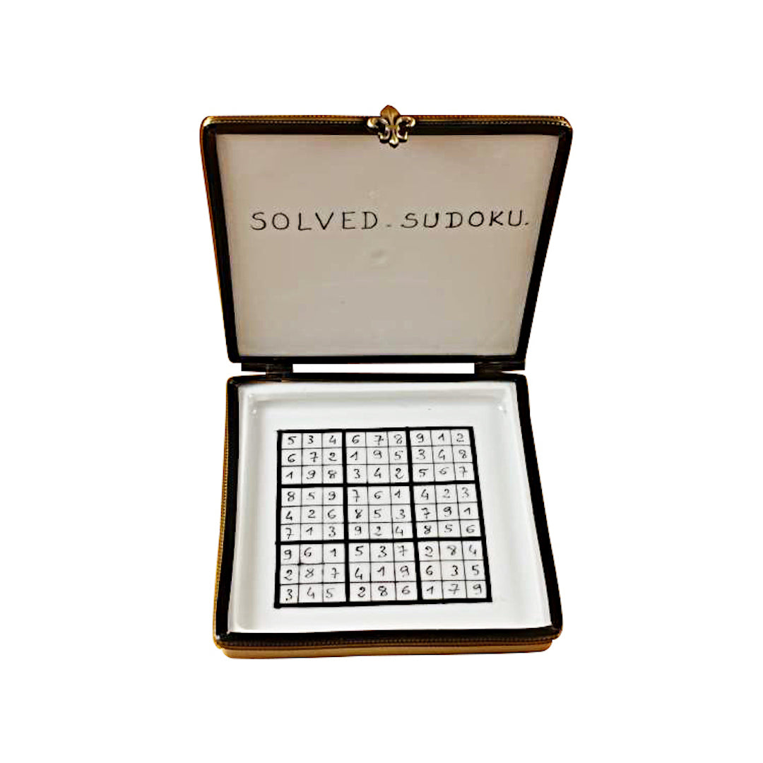 Exquisite Limoges Porcelain Sudoku Puzzle Box - Hand-Painted French Collectible for Home Decor & Gift Giving | Perfect for Puzzle Lovers & Luxury Collectors