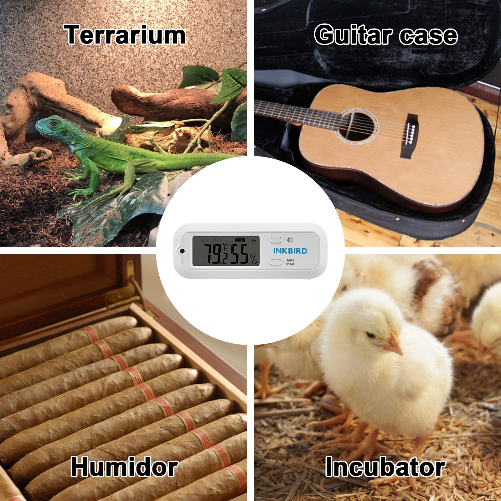 Bluetooth Digital Hygrometer Thermometer ITH 12S - Wireless Temperature & Humidity Monitor for Home, Greenhouse, Wine Cellar & Baby Room